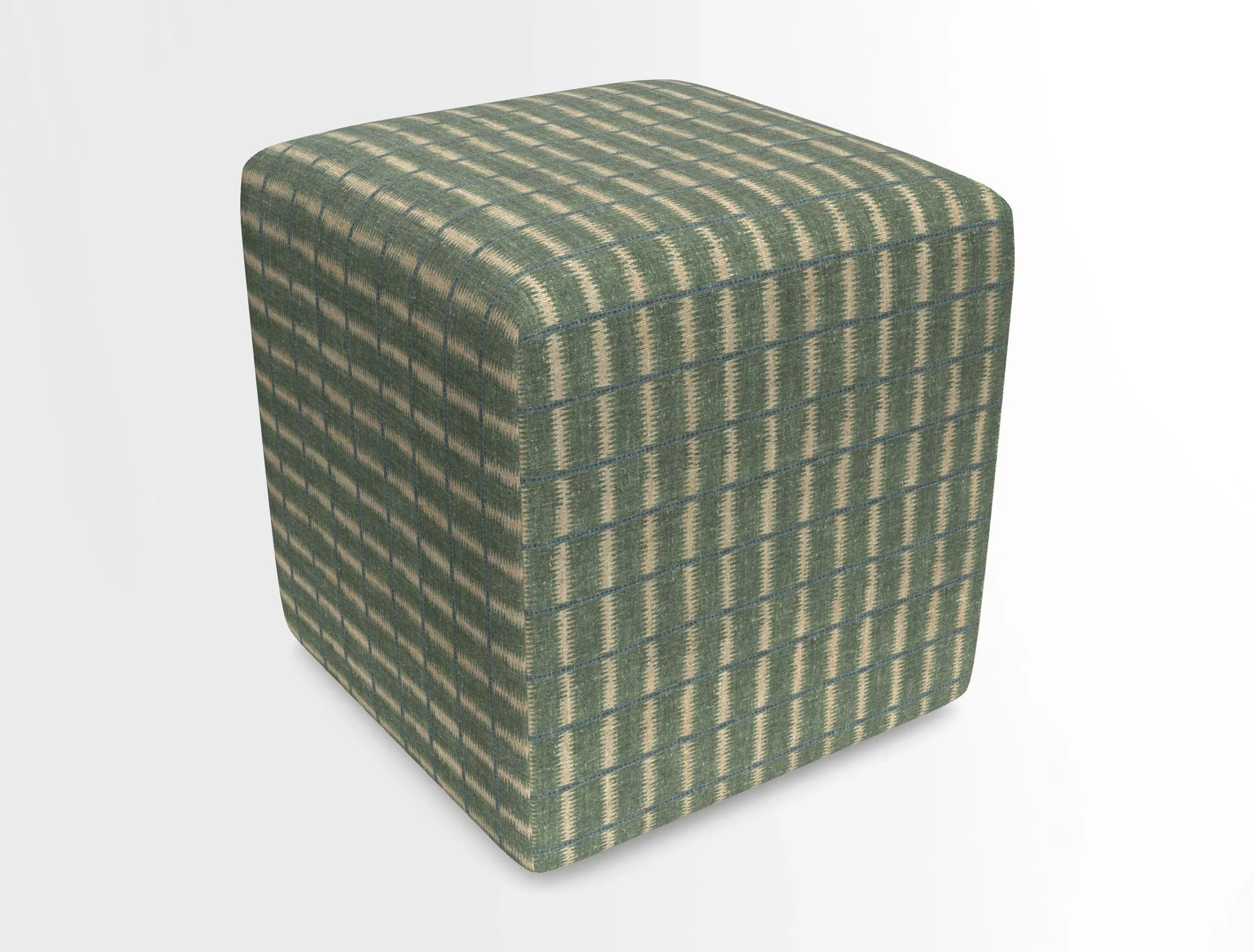 Cube Footstool in Peruvian homespun fabric