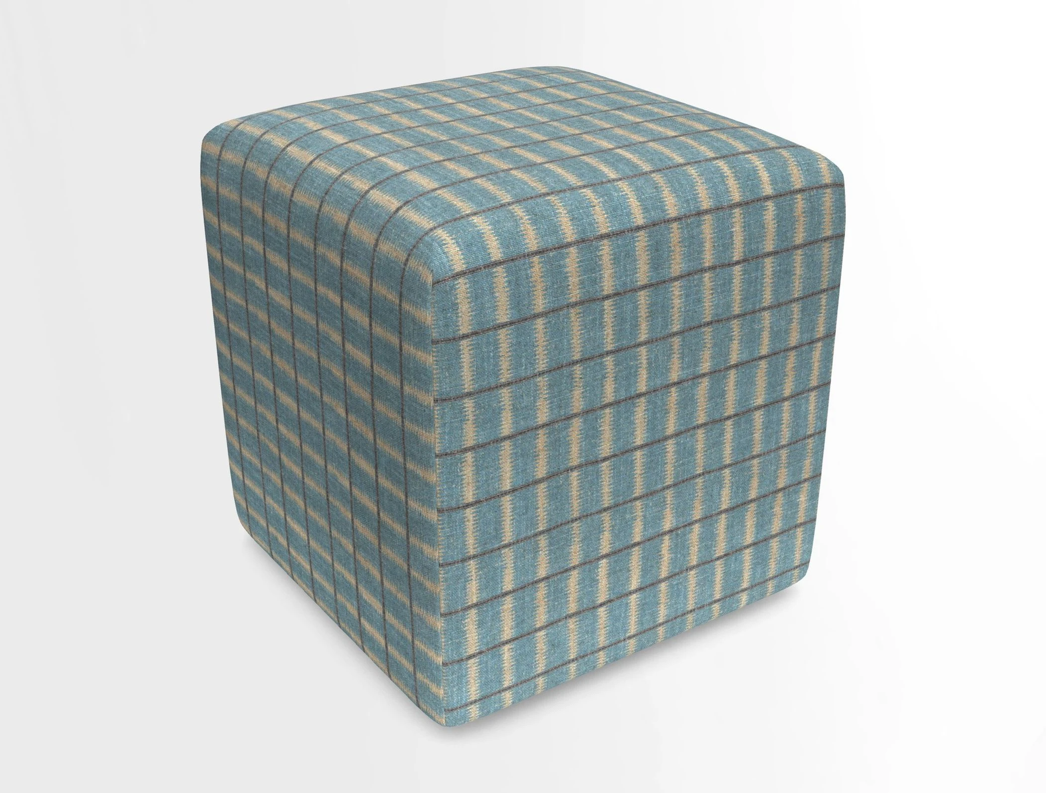 Cube Footstool in Peruvian homespun fabric