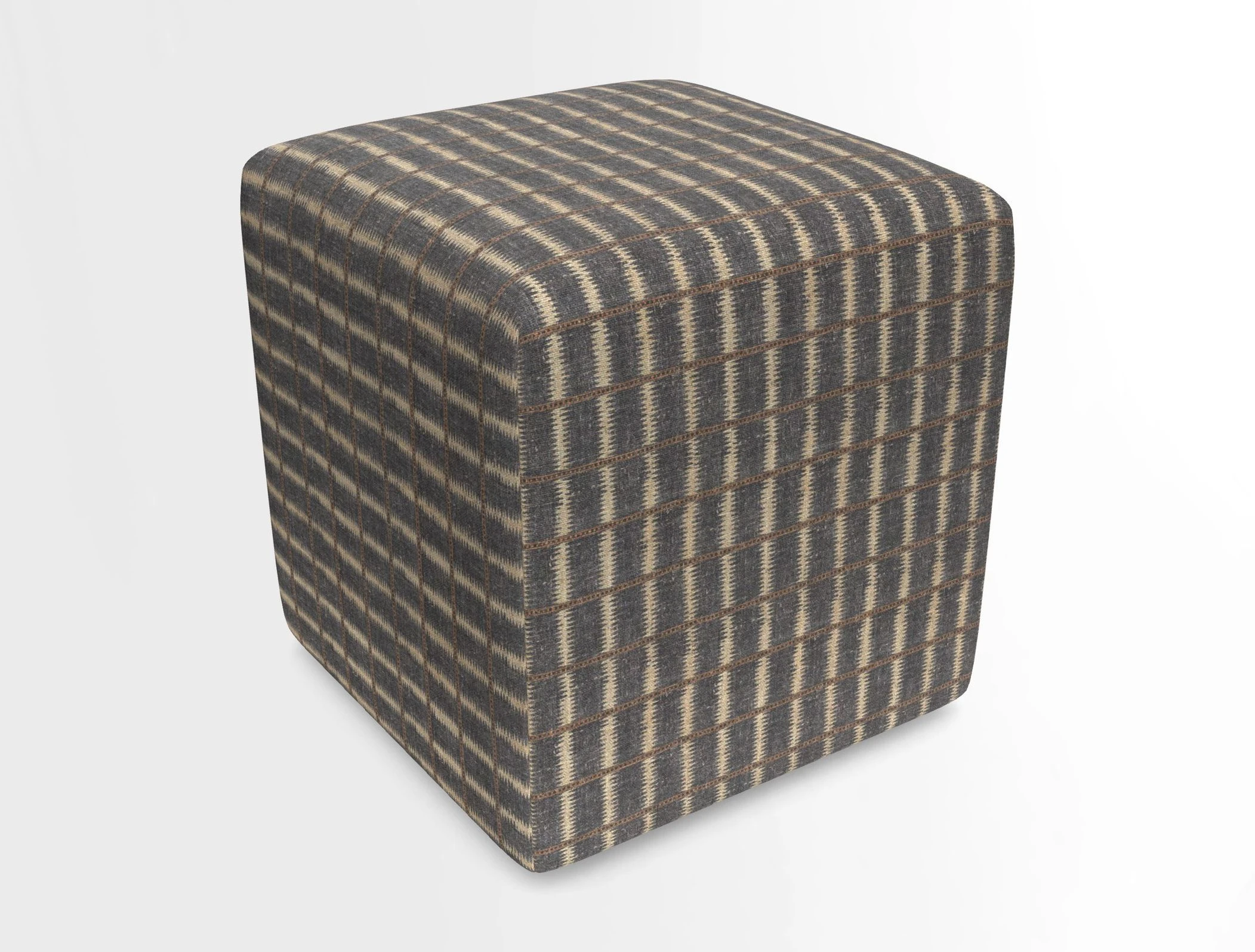 Cube Footstool in Peruvian homespun fabric