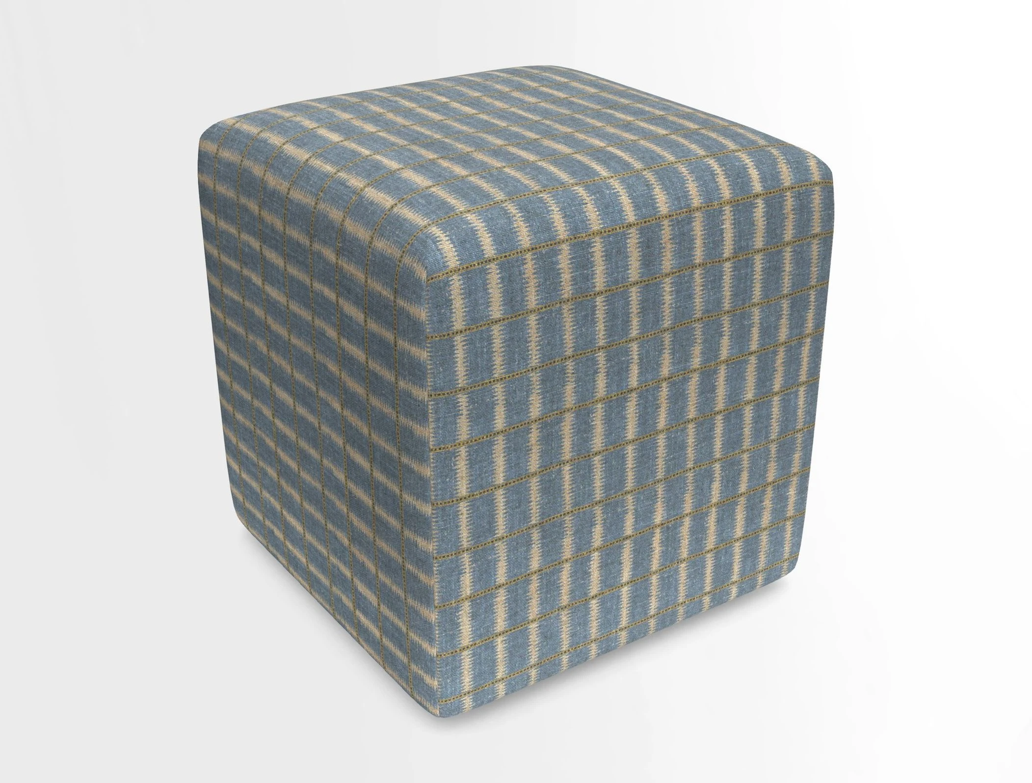 Cube Footstool in Peruvian homespun fabric