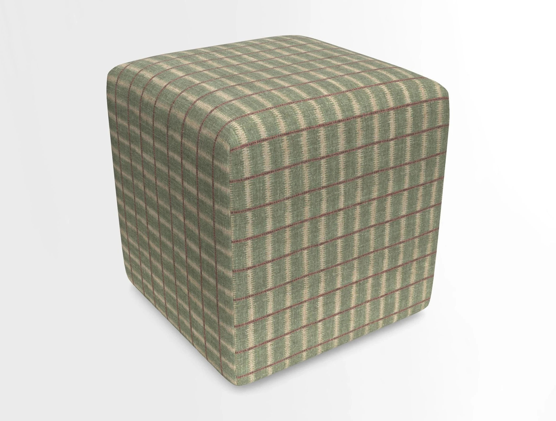 Cube Footstool in Peruvian homespun fabric
