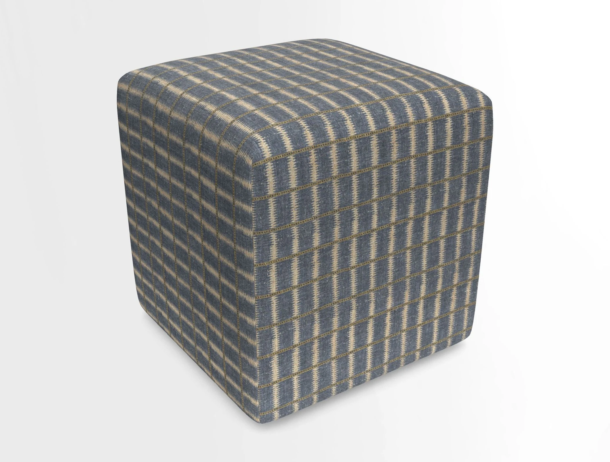 Cube Footstool in Peruvian homespun fabric
