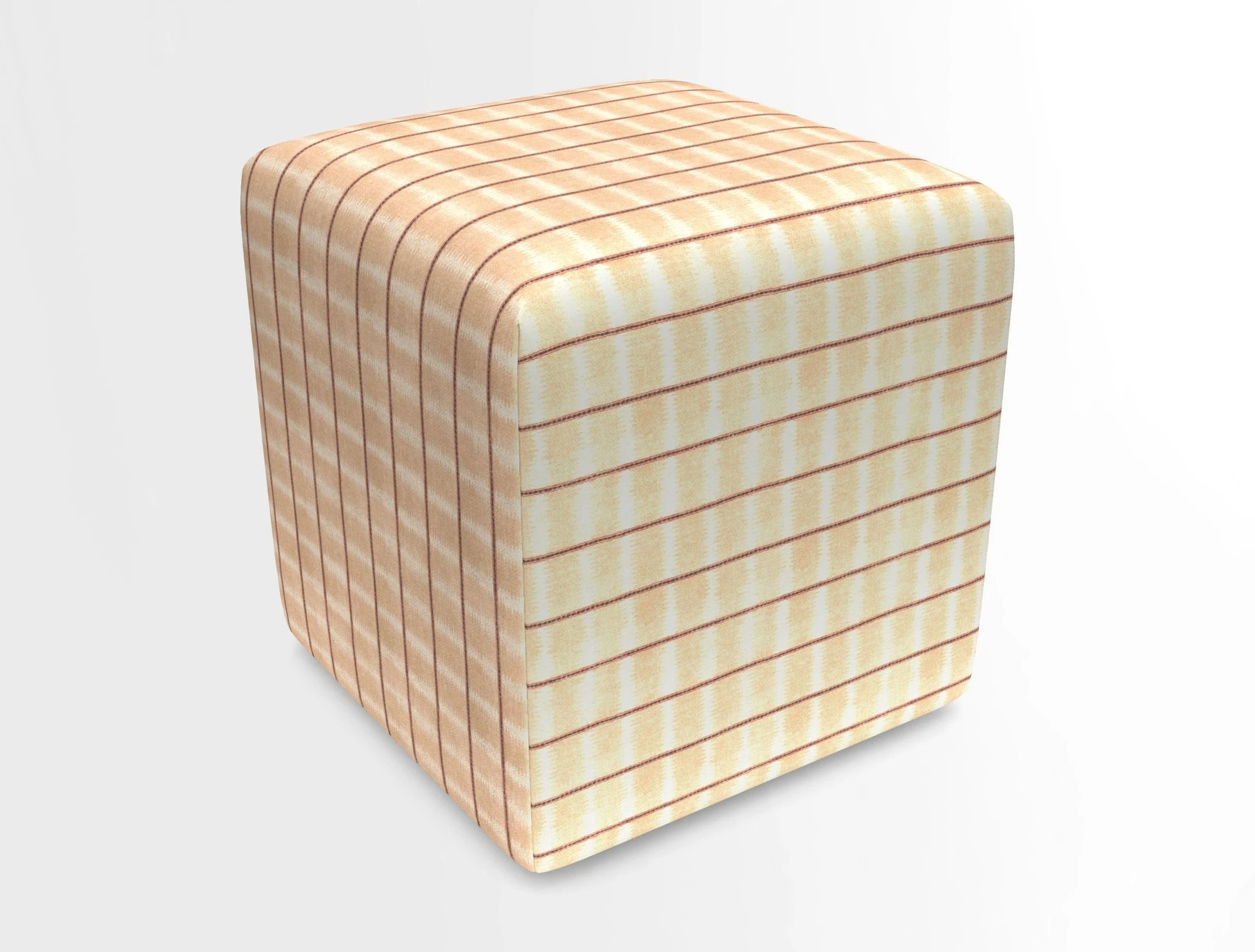 Cube Footstool in Peruvian homespun fabric