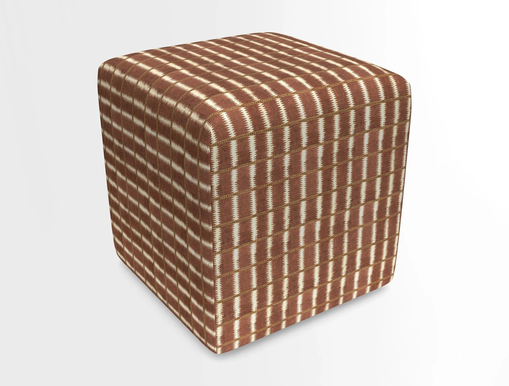 Cube Footstool in Peruvian homespun fabric