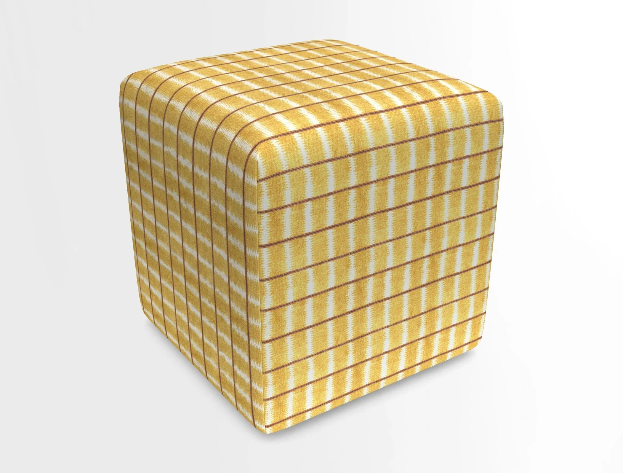 Cube Footstool in Peruvian homespun fabric