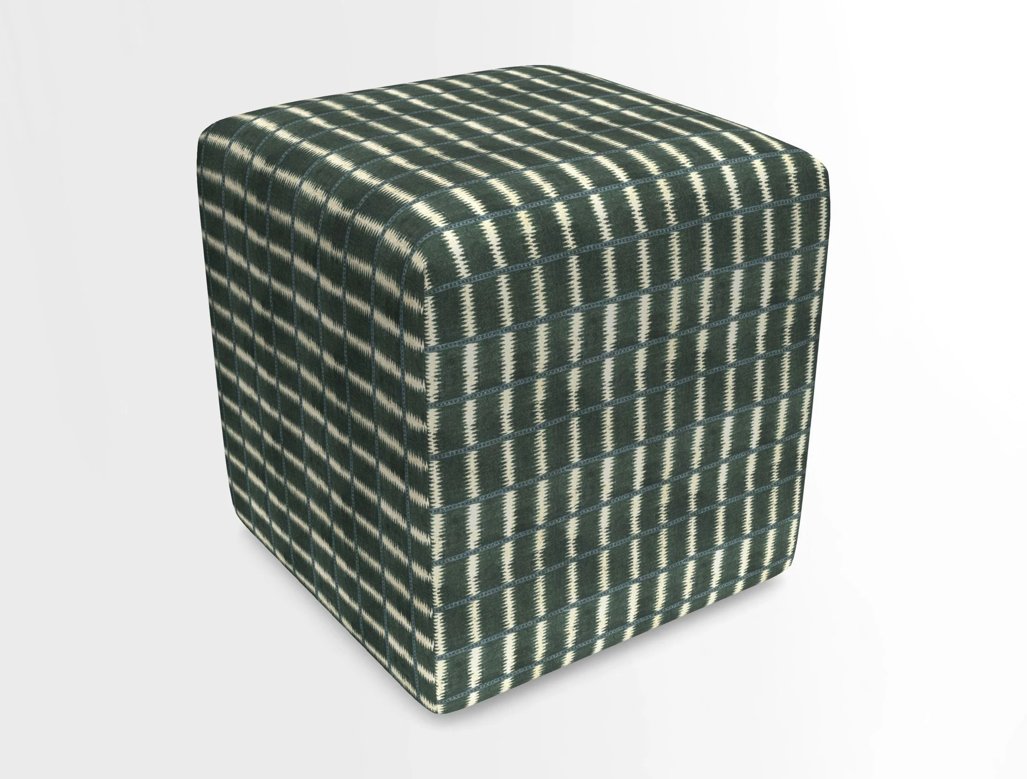 Cube Footstool in Peruvian homespun fabric