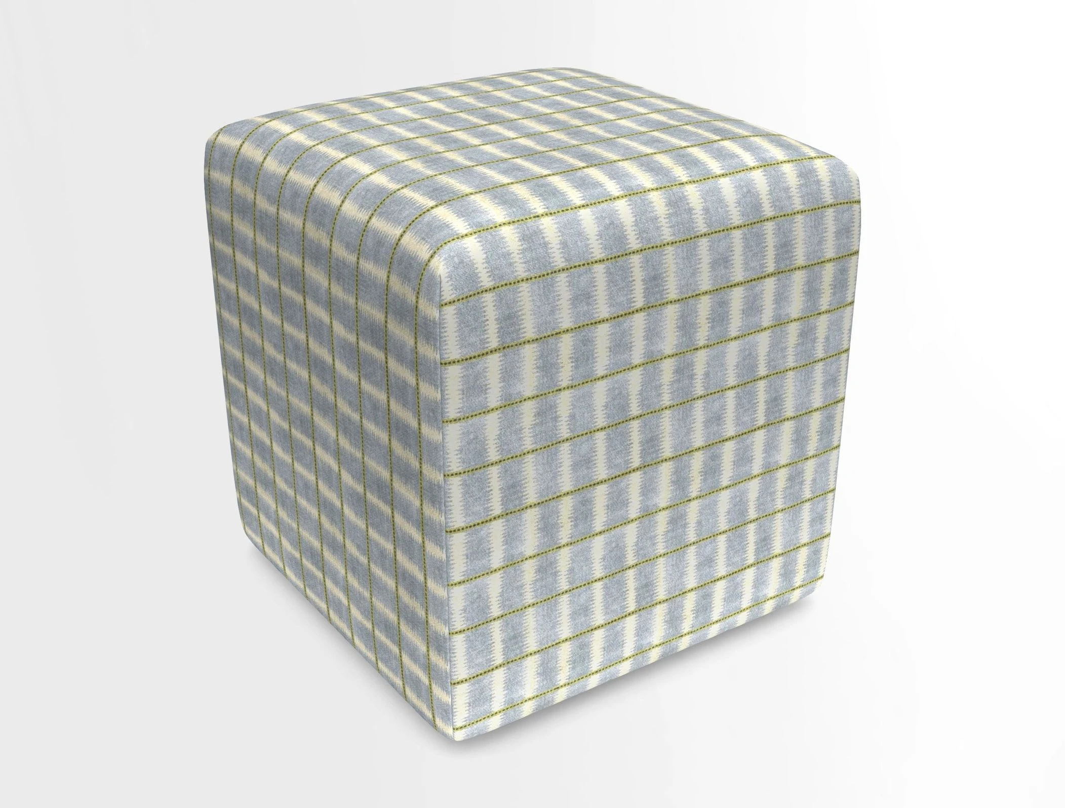 Cube Footstool in Peruvian homespun fabric