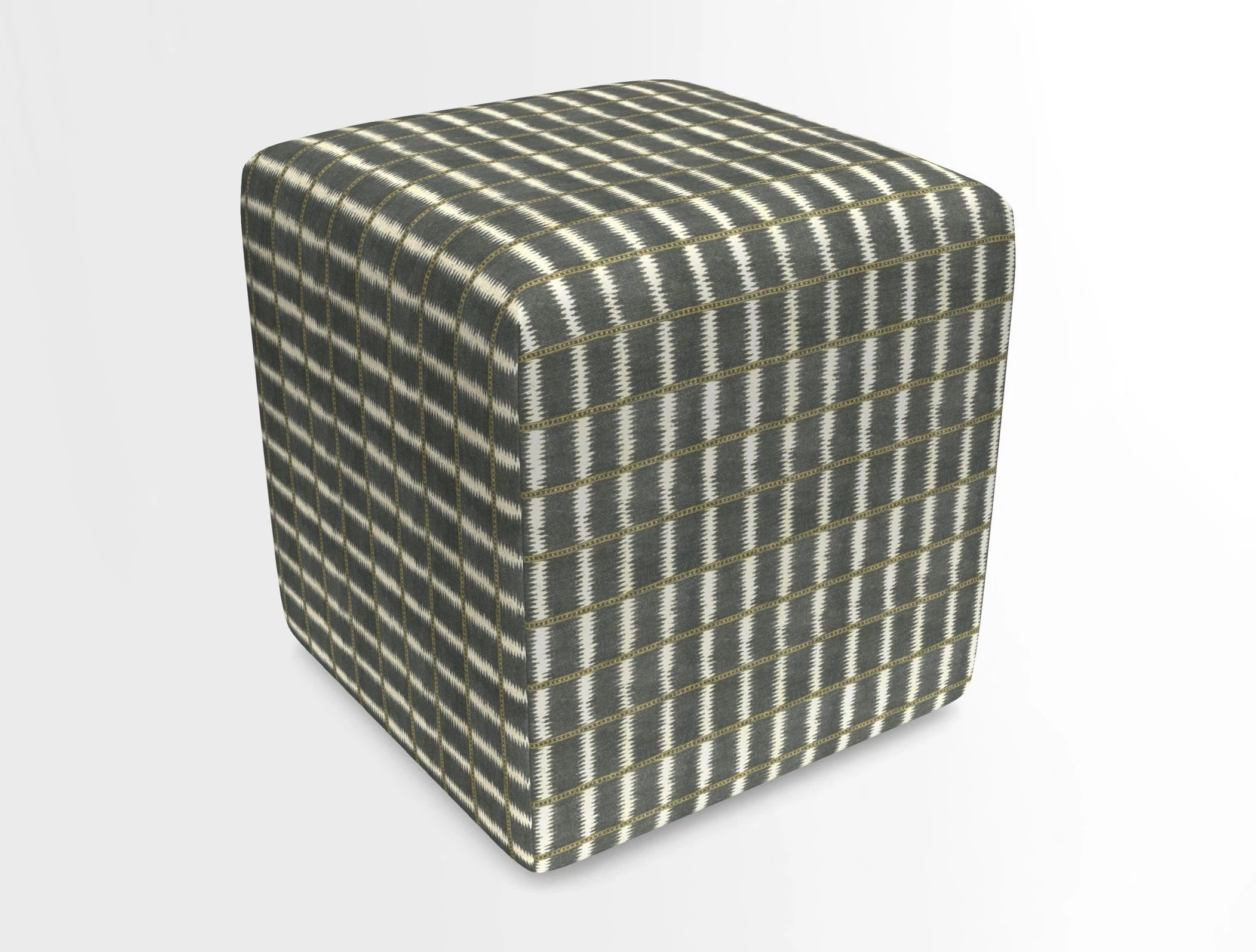 Cube Footstool in Peruvian homespun fabric