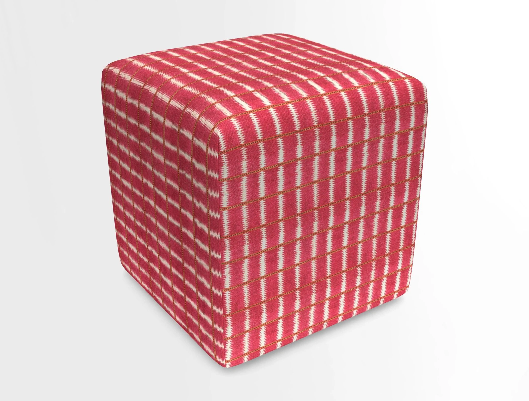 Cube Footstool in Peruvian homespun fabric