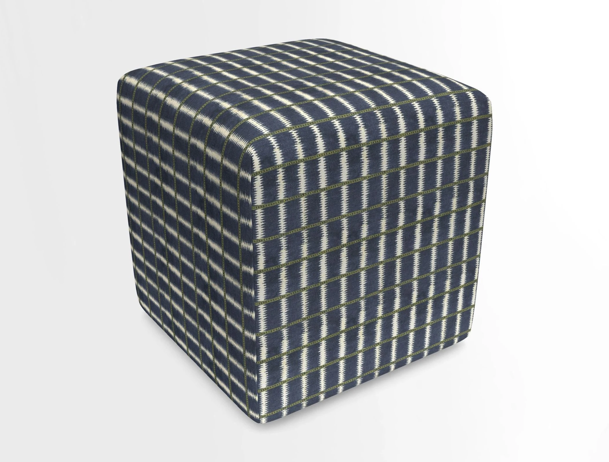 Cube Footstool in Peruvian homespun fabric