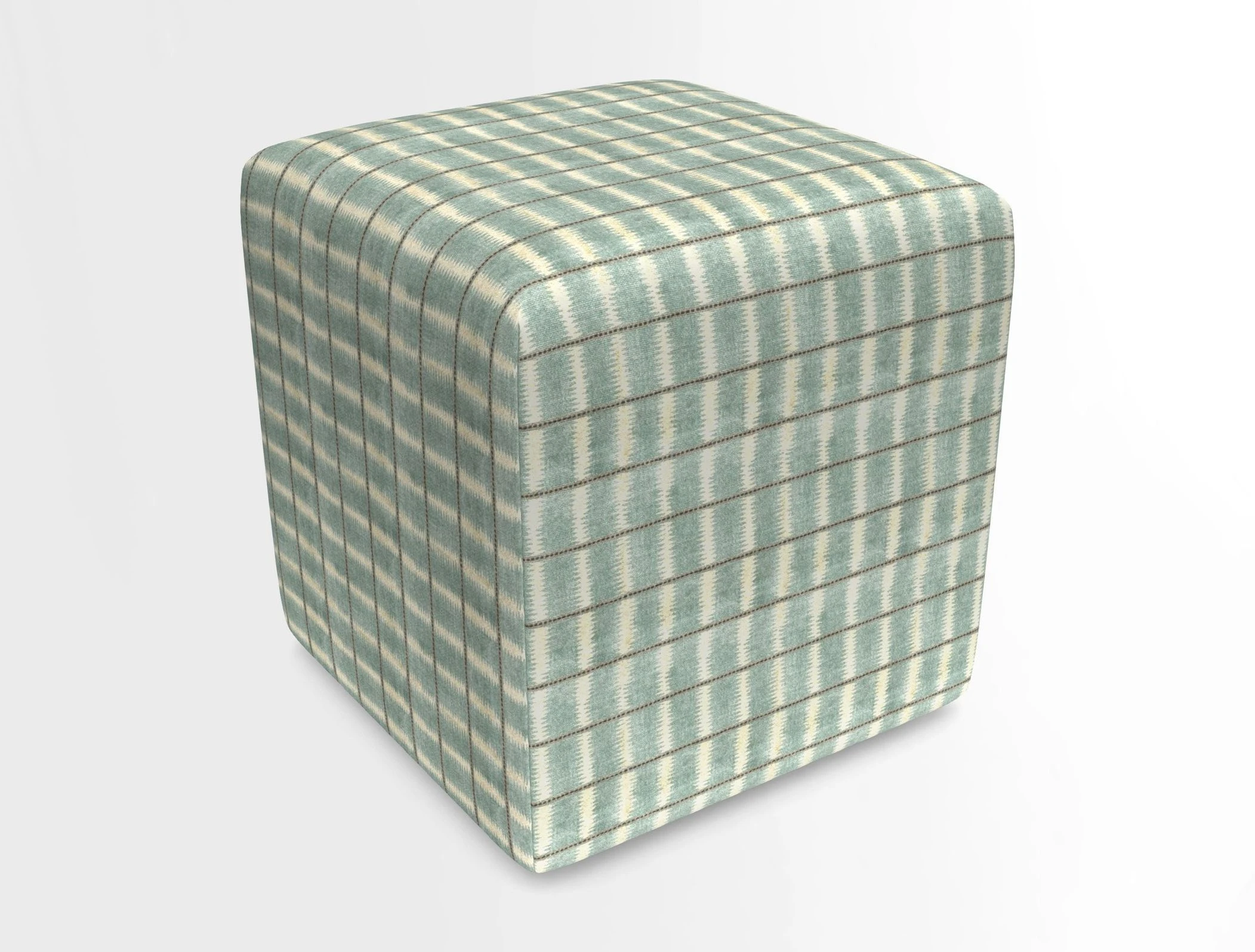 Cube Footstool in Peruvian homespun fabric