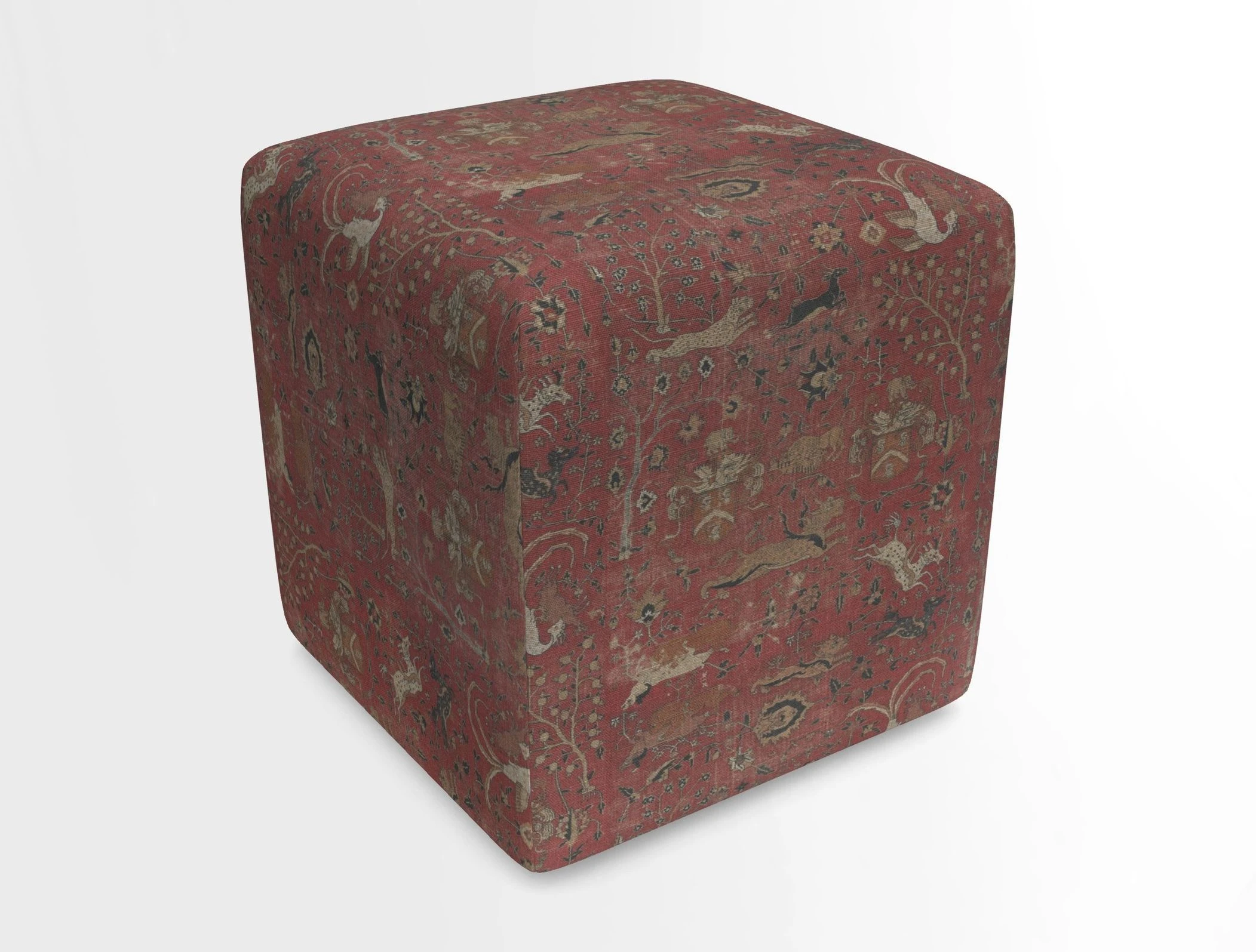 Cube Footstool in Peruvian homespun fabric