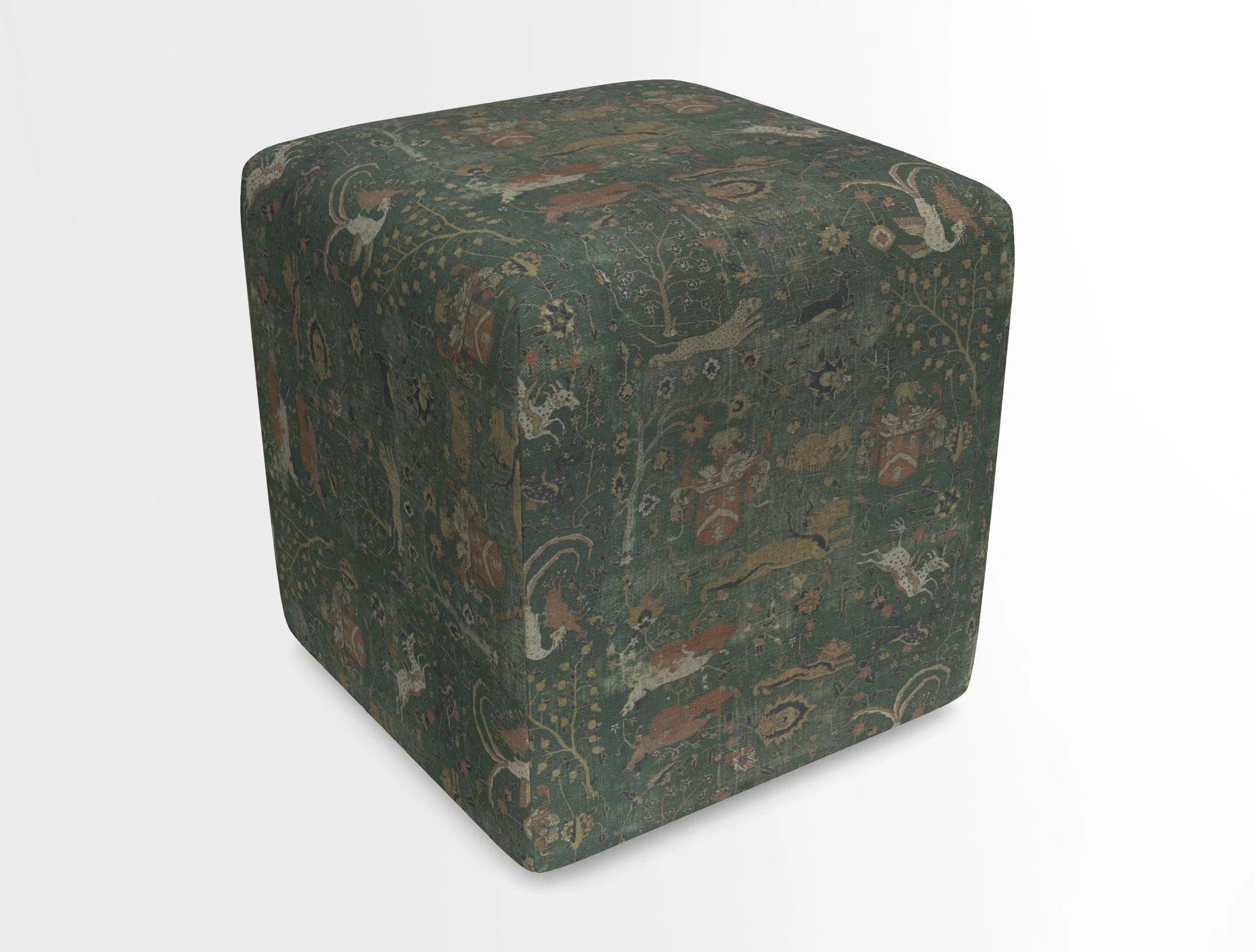 Cube Footstool in Peruvian homespun fabric