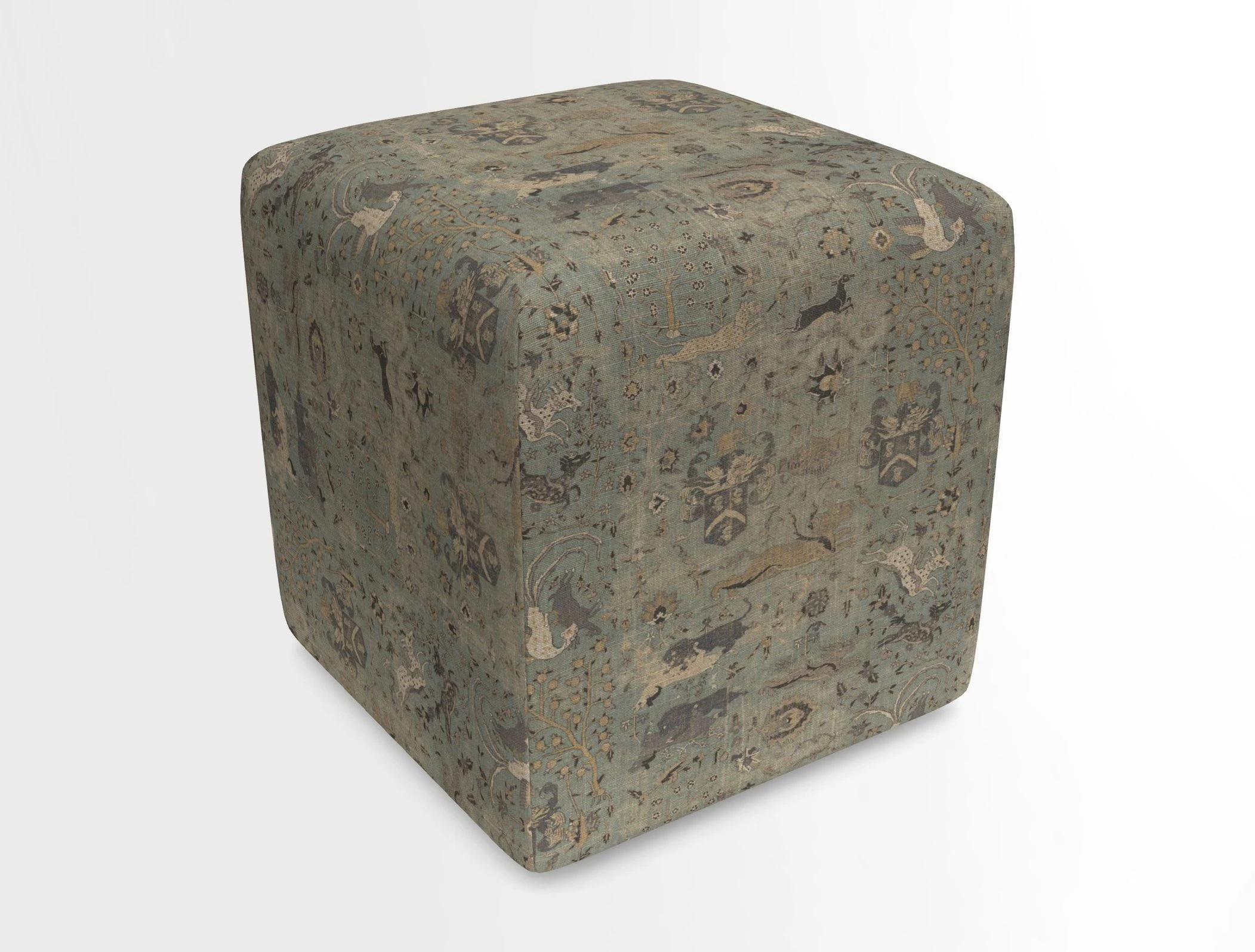 Cube Footstool in Peruvian homespun fabric