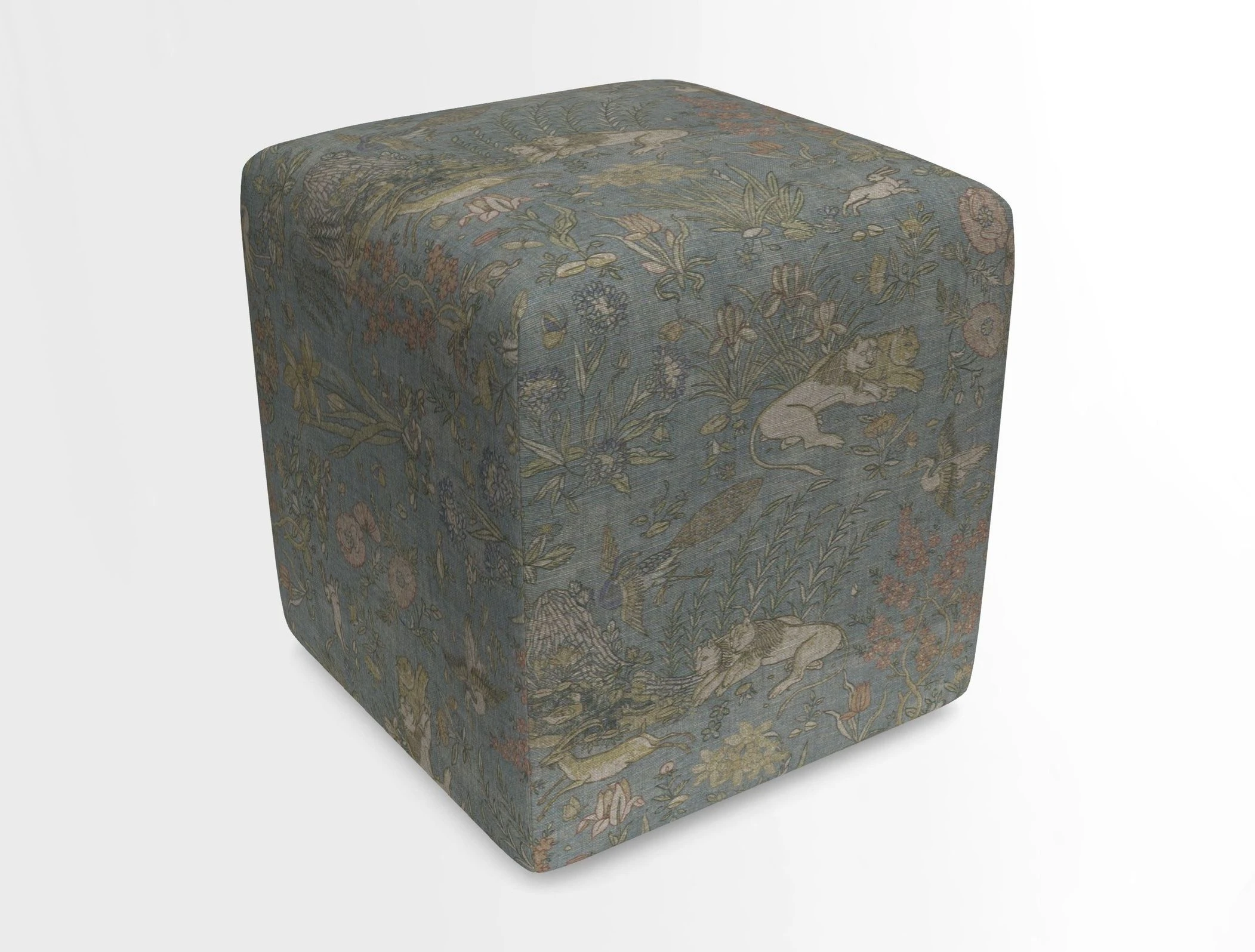 Cube Footstool in Peruvian homespun fabric