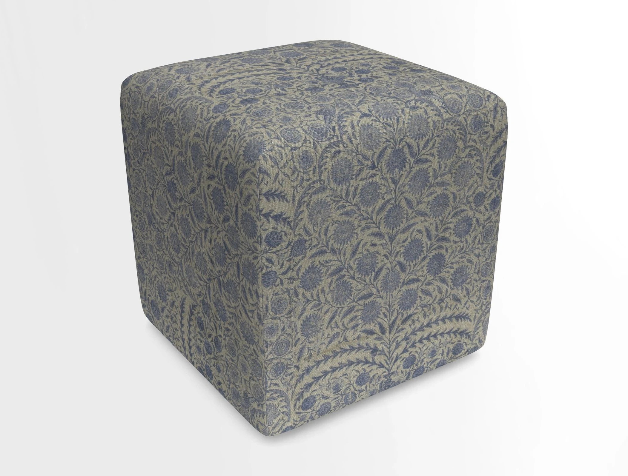 Cube Footstool in Peruvian homespun fabric
