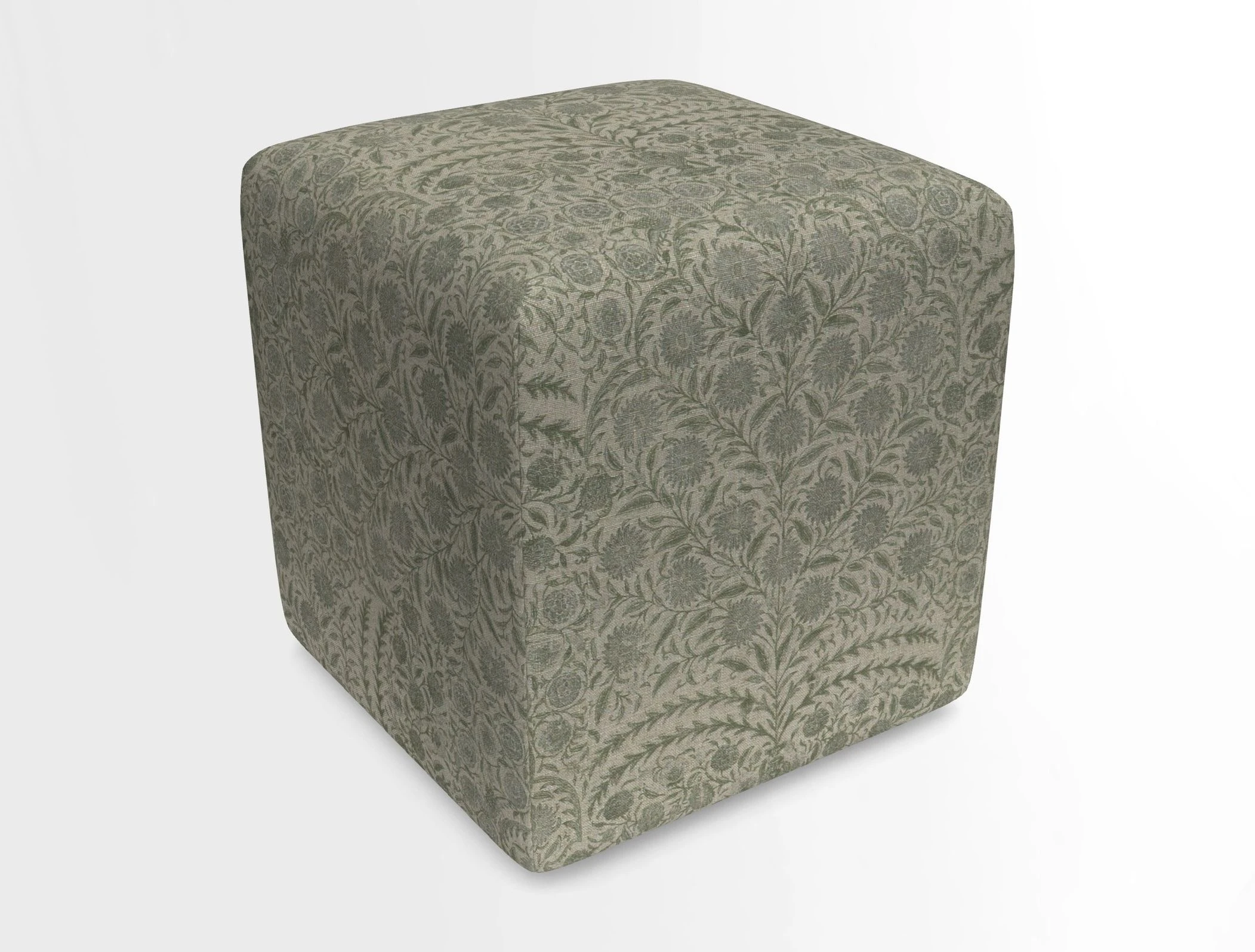 Cube Footstool in Peruvian homespun fabric