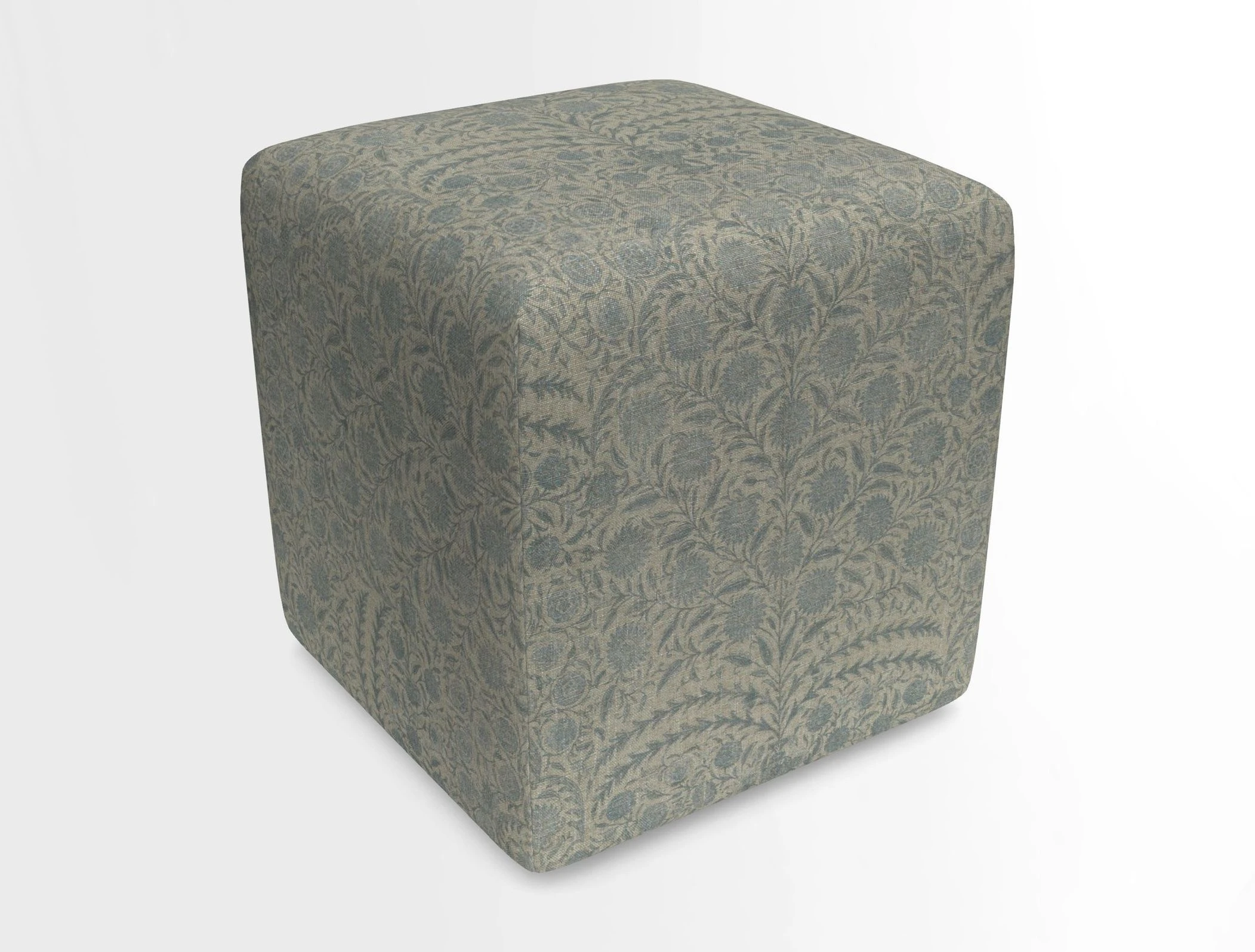 Cube Footstool in Peruvian homespun fabric