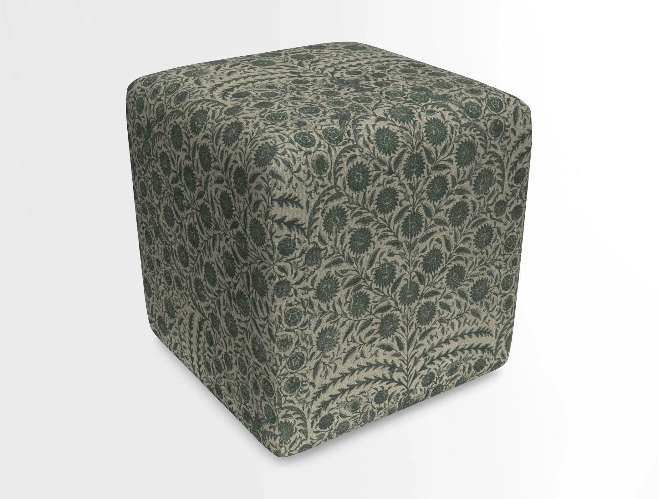 Cube Footstool in Peruvian homespun fabric