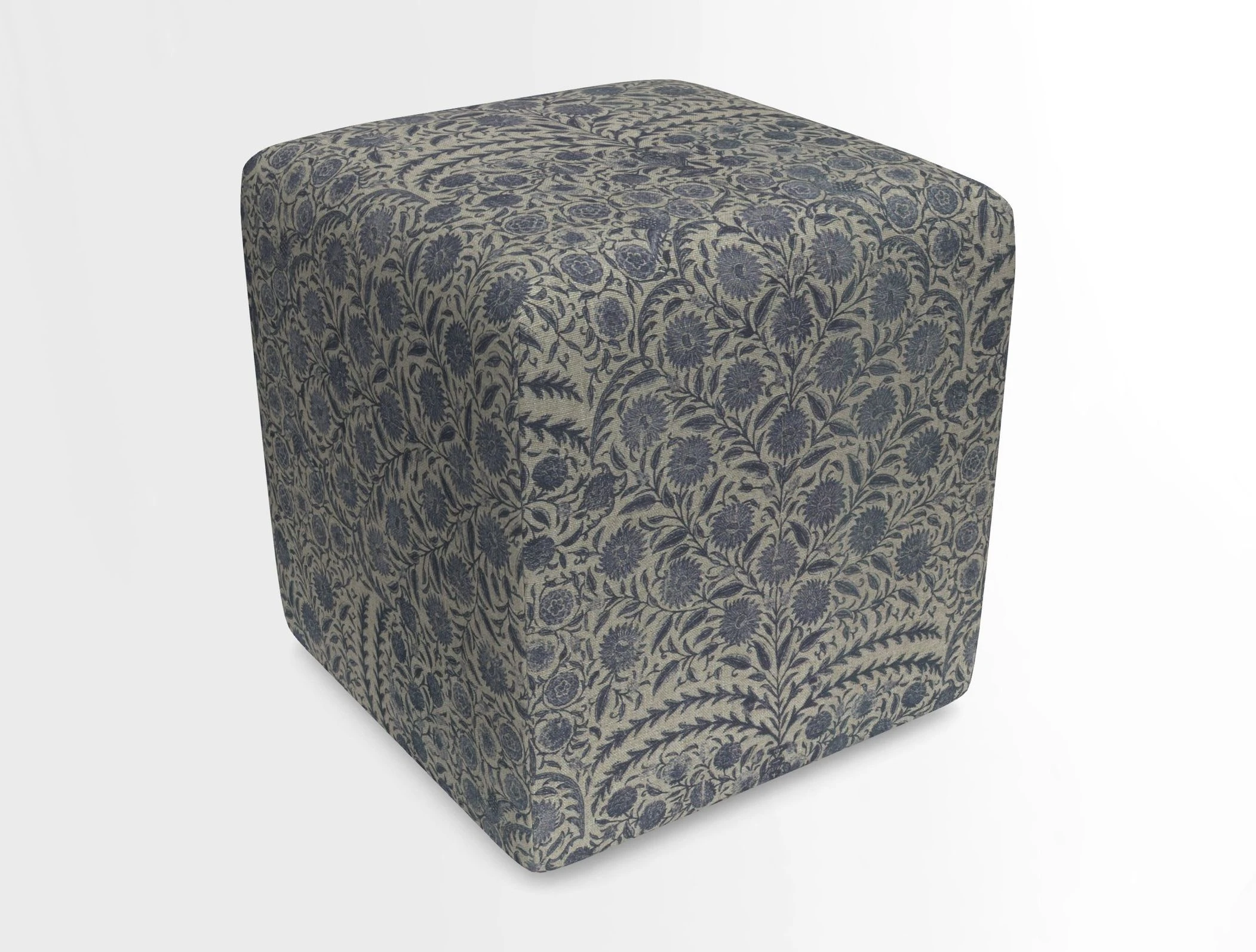 Cube Footstool in Peruvian homespun fabric