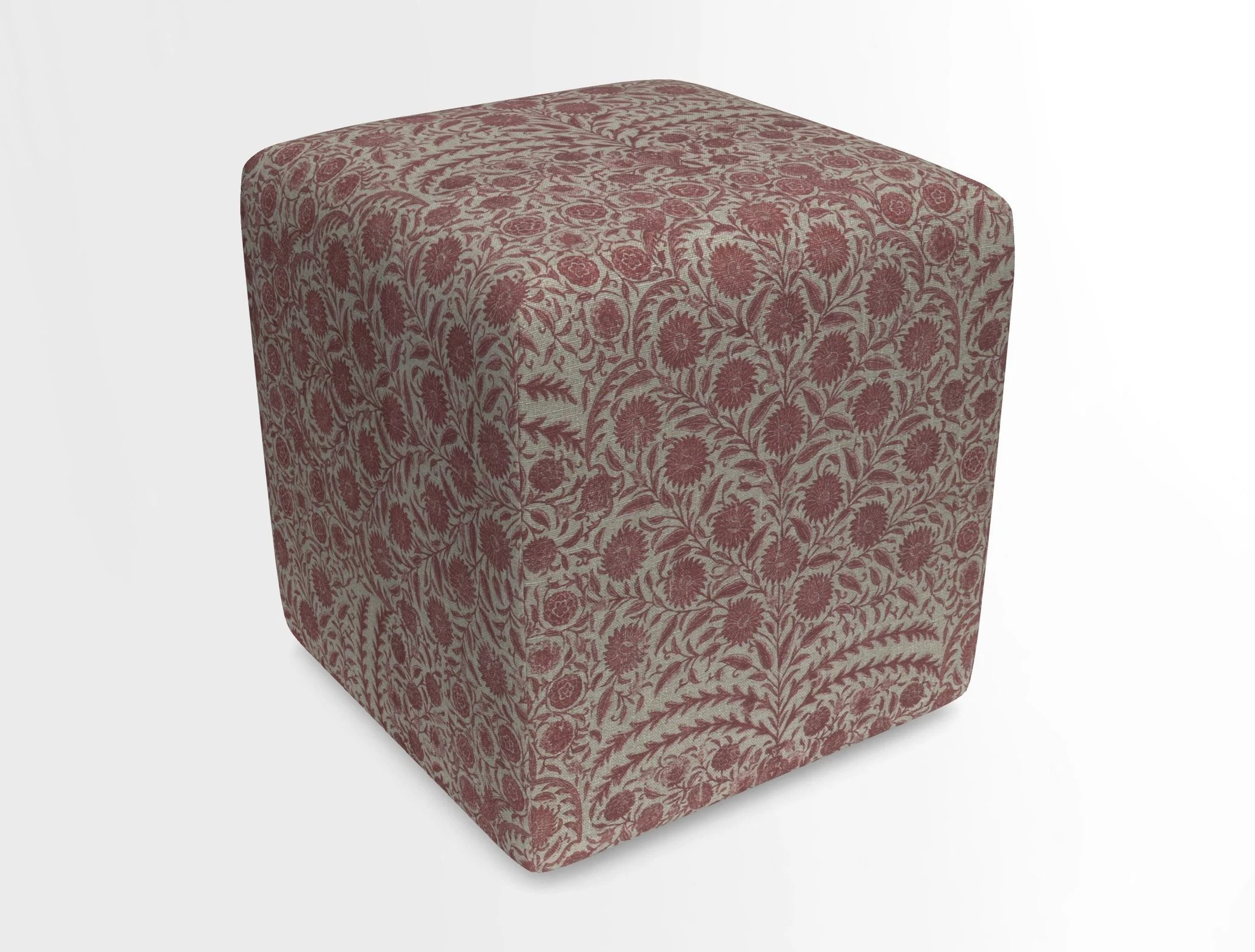 Cube Footstool in Peruvian homespun fabric