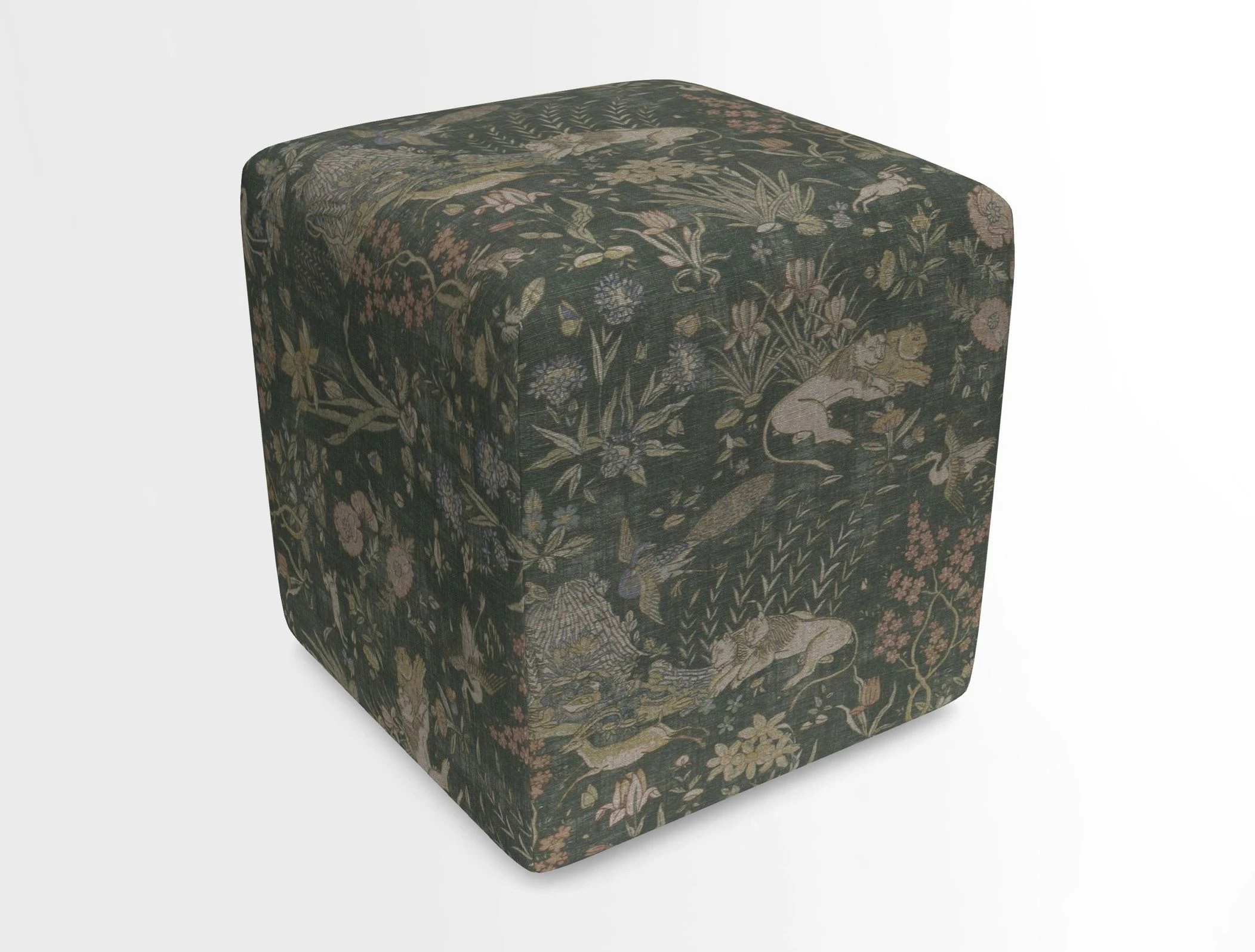 Cube Footstool in Peruvian homespun fabric