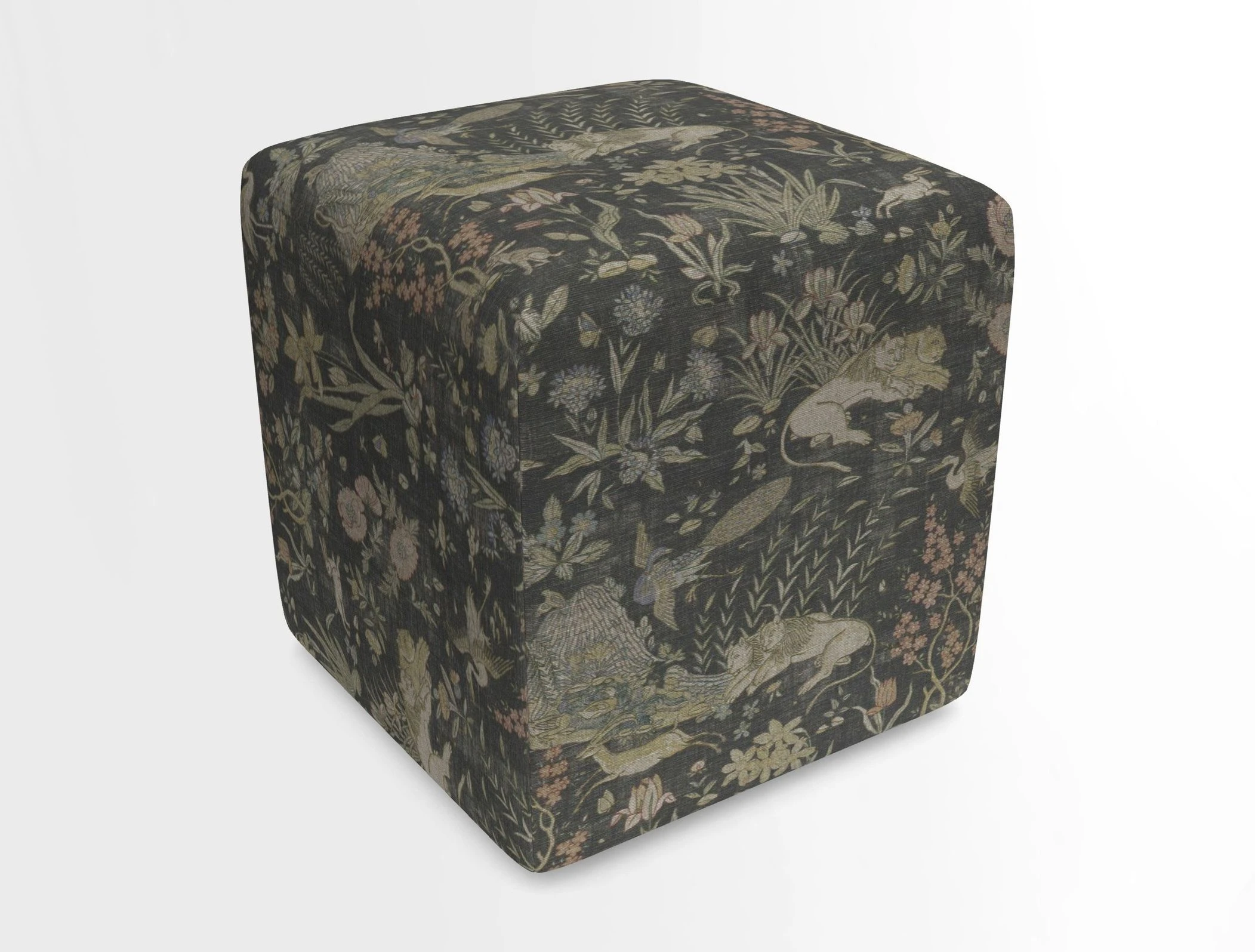 Cube Footstool in Peruvian homespun fabric
