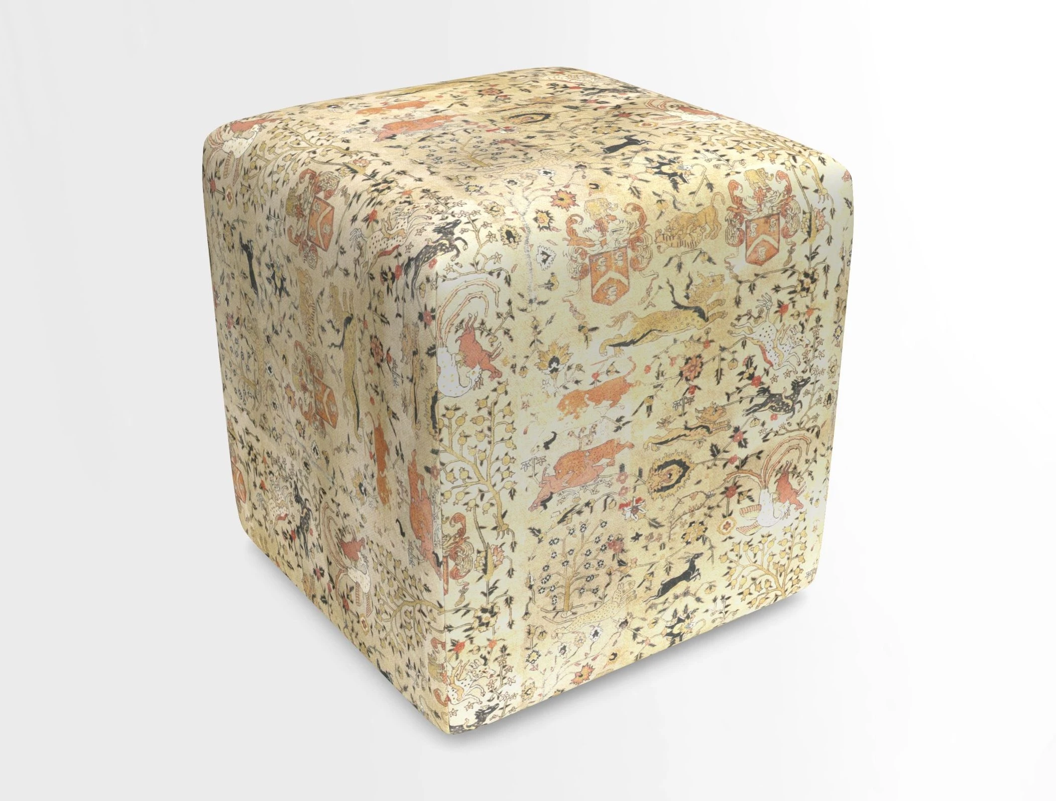Cube Footstool in Peruvian homespun fabric