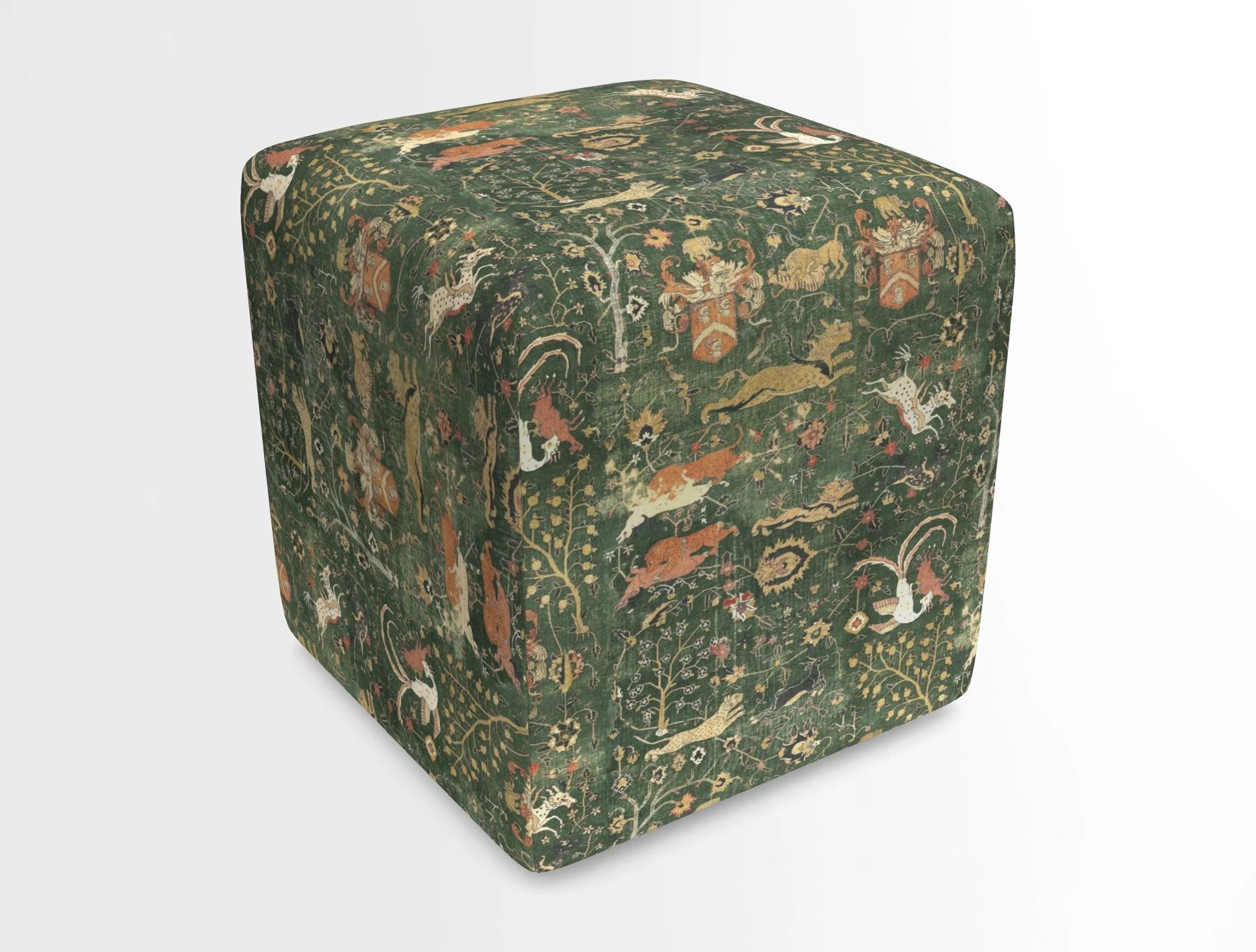 Cube Footstool in Peruvian homespun fabric