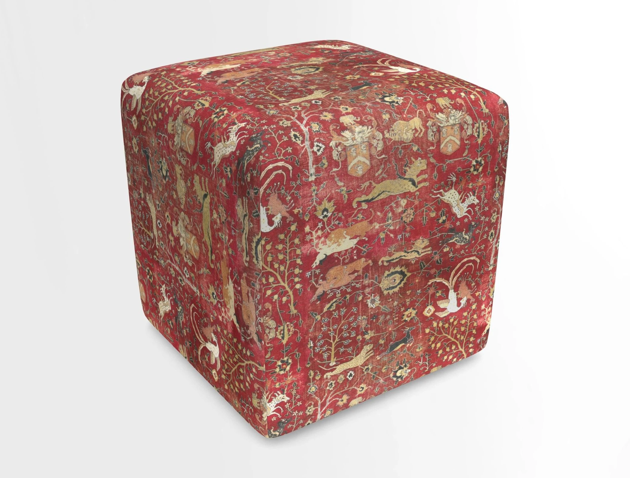 Cube Footstool in Peruvian homespun fabric