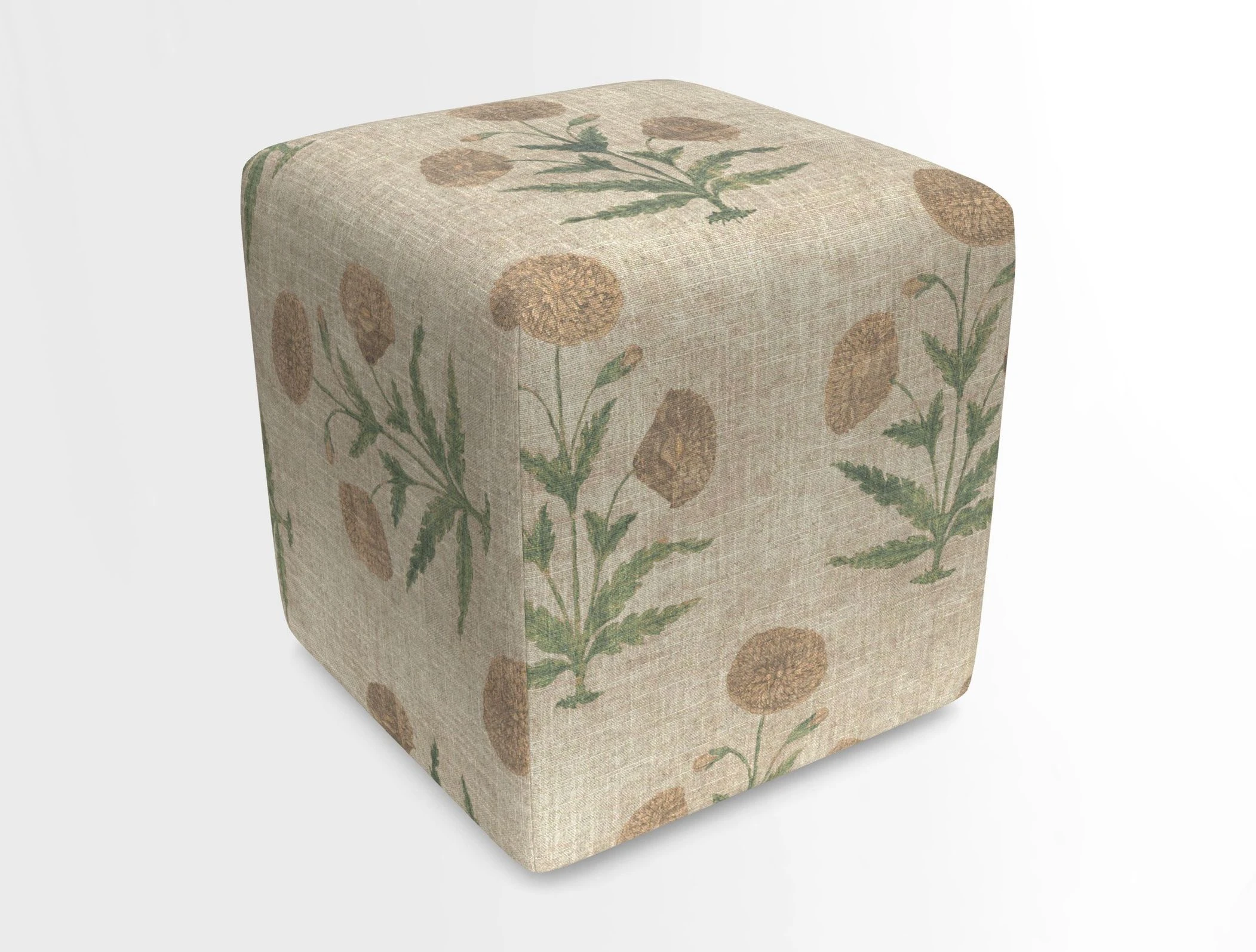 Cube Footstool in Peruvian homespun fabric