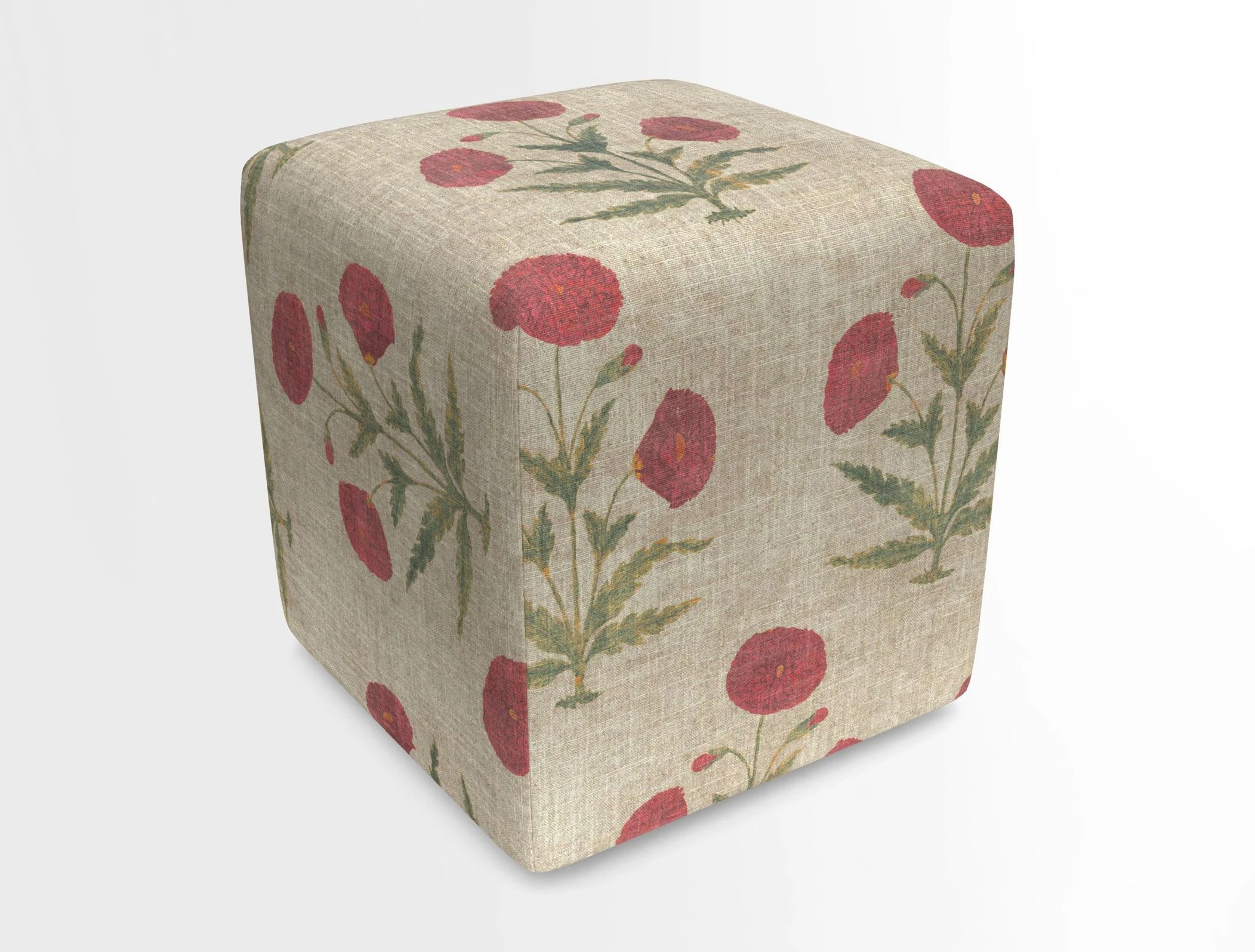 Cube Footstool in Peruvian homespun fabric