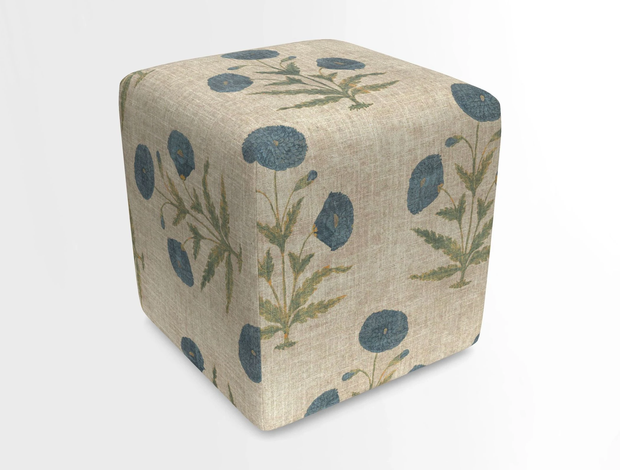 Cube Footstool in Peruvian homespun fabric