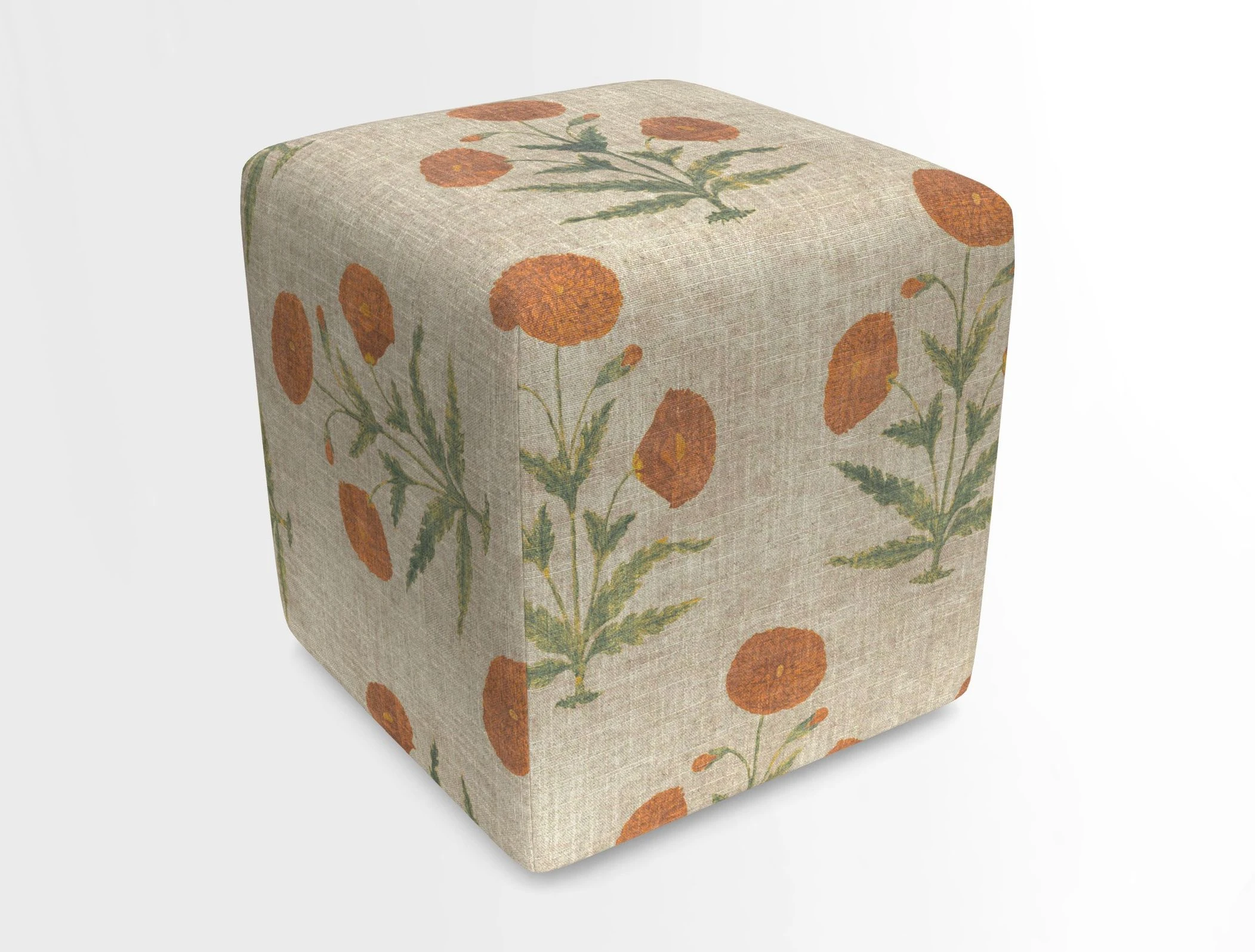 Cube Footstool in Peruvian homespun fabric
