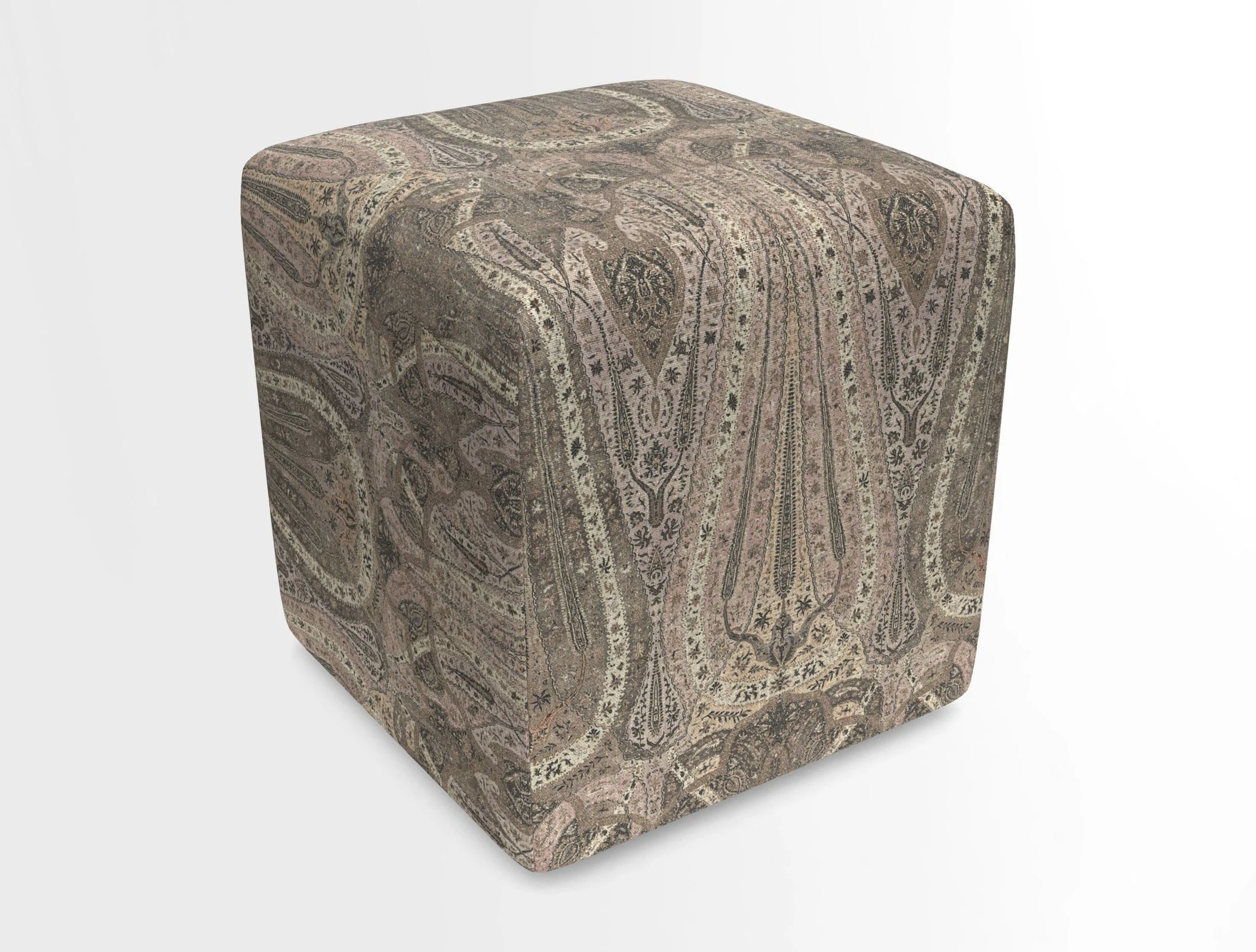 Cube Footstool in Peruvian homespun fabric