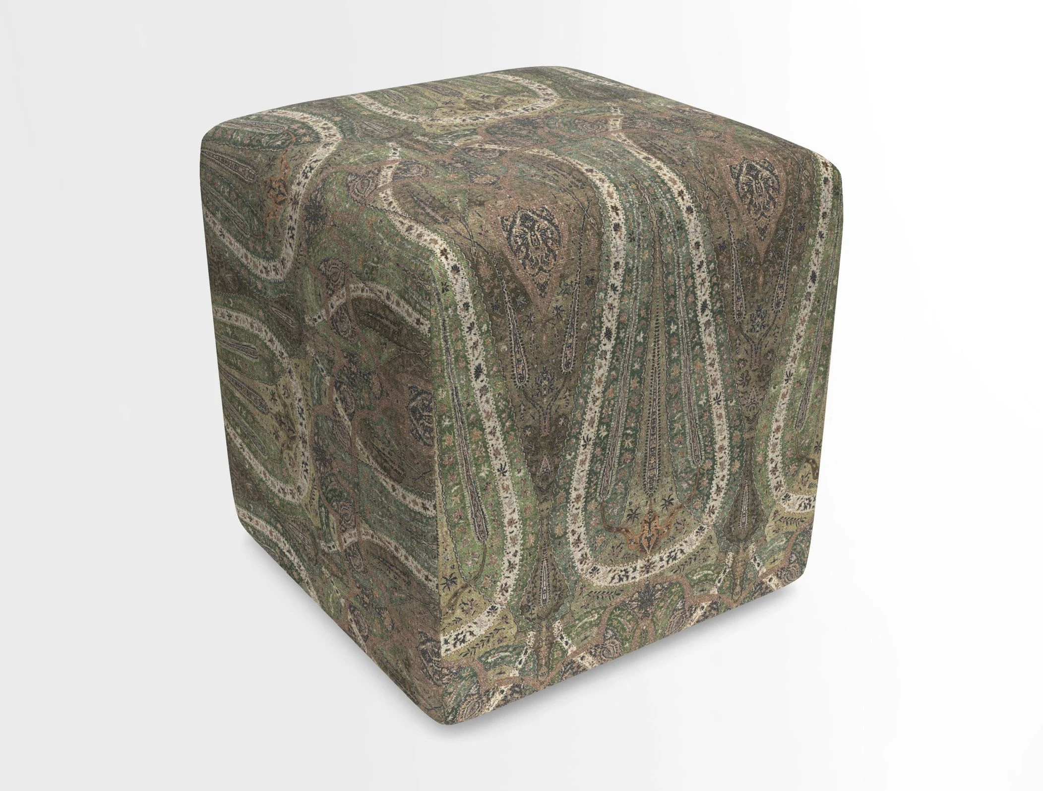 Cube Footstool in Peruvian homespun fabric