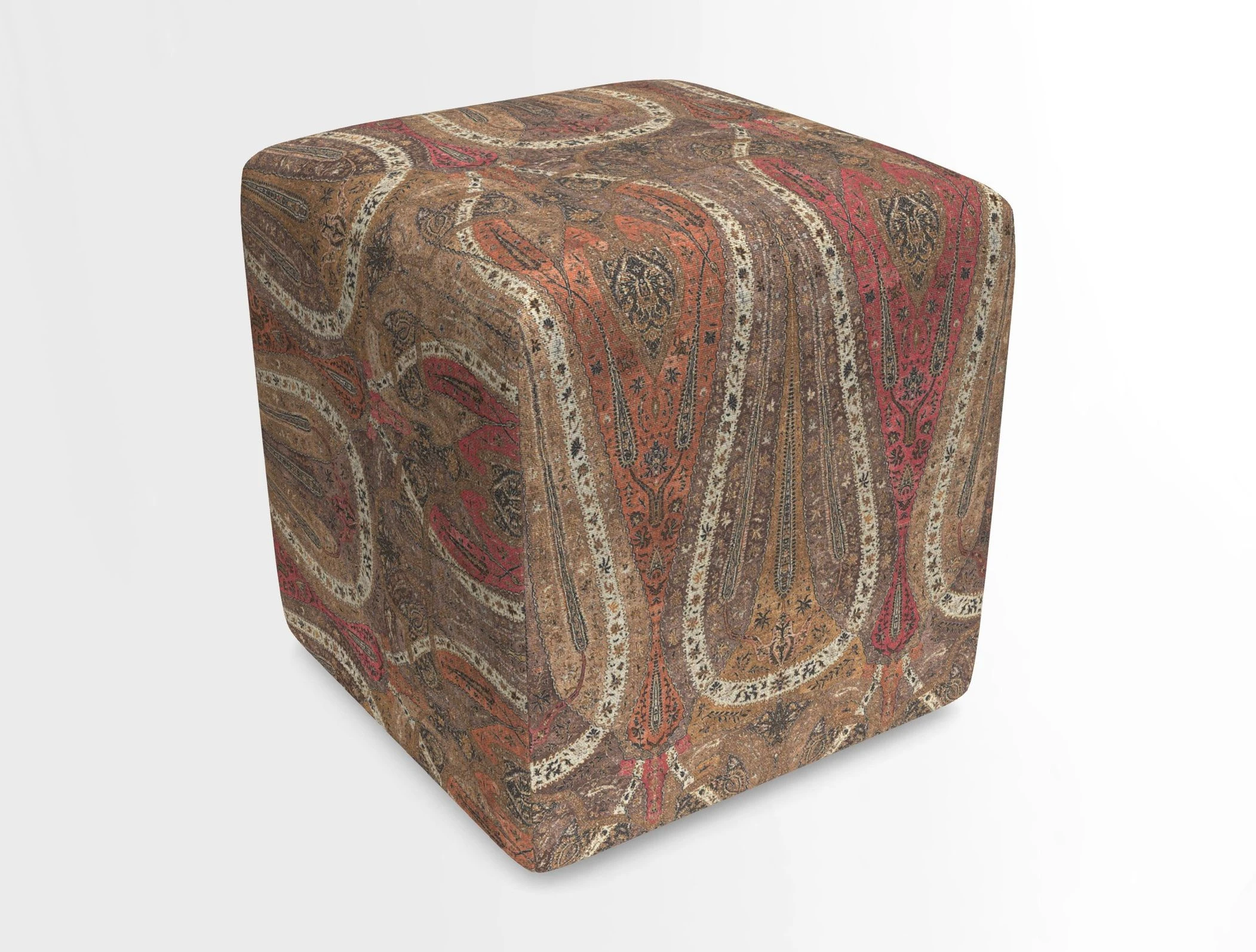 Cube Footstool in Peruvian homespun fabric