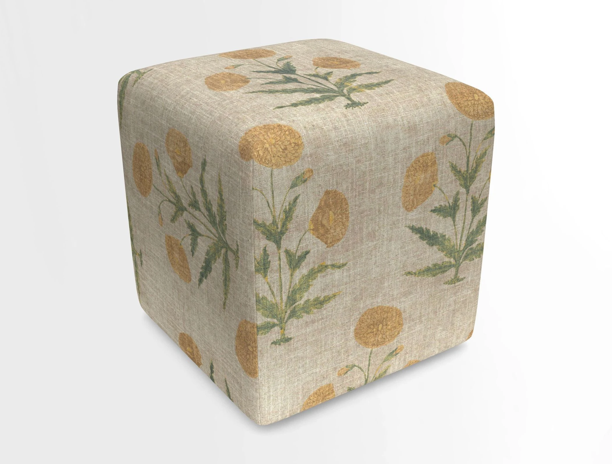 Cube Footstool in Peruvian homespun fabric