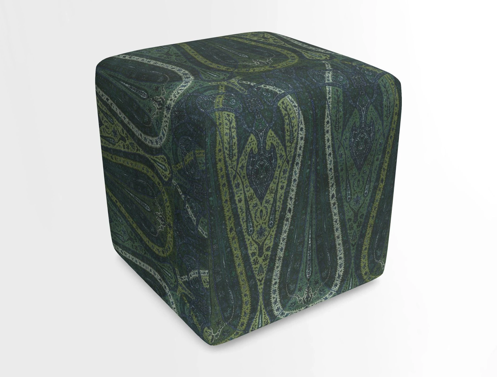 Cube Footstool in Peruvian homespun fabric