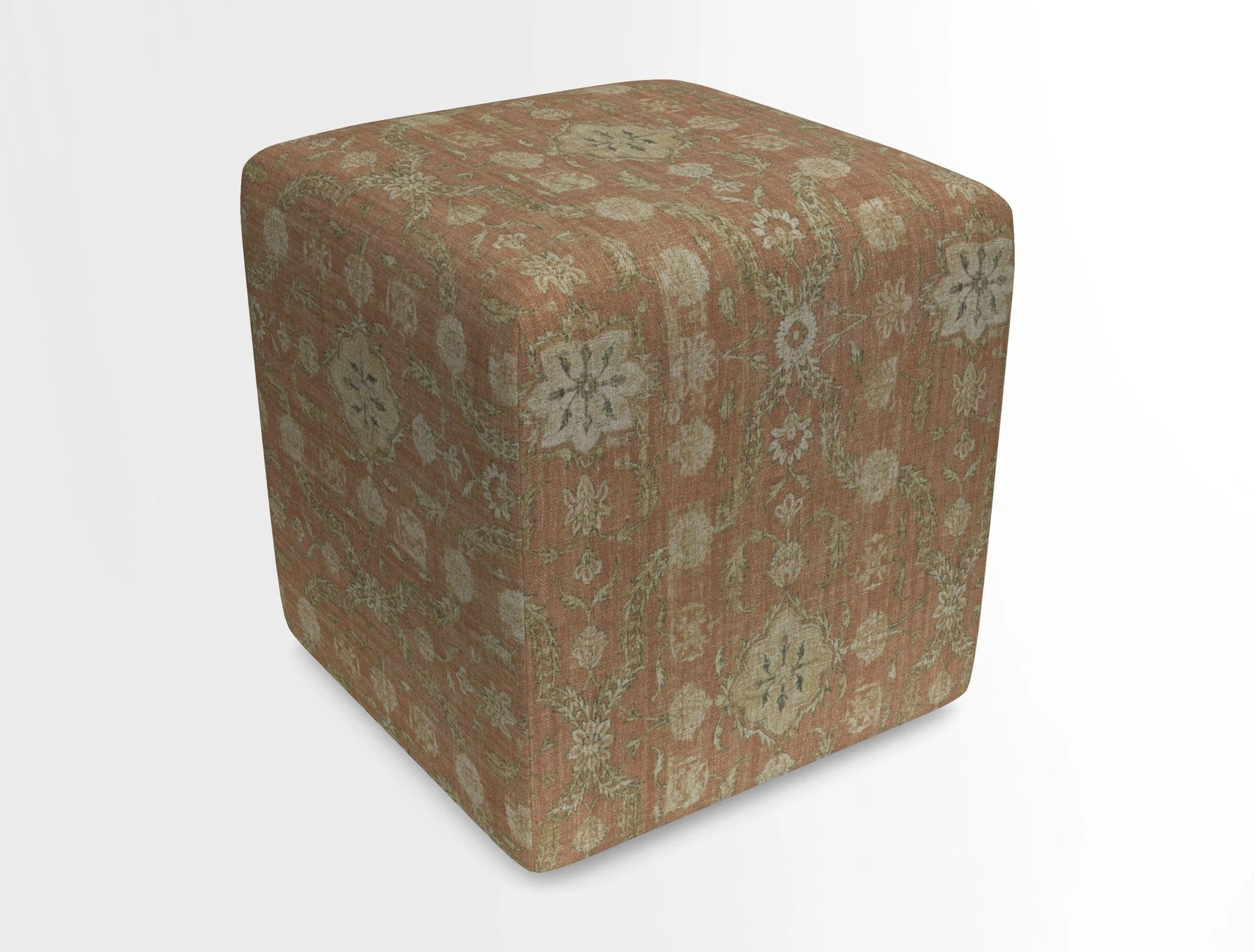 Cube Footstool in Peruvian homespun fabric