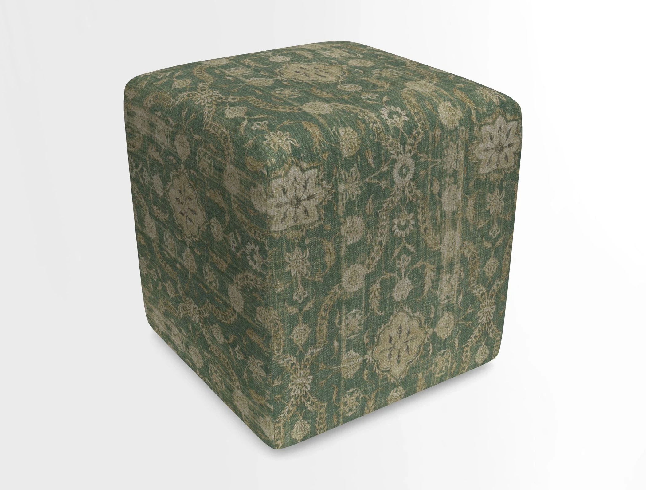 Cube Footstool in Peruvian homespun fabric