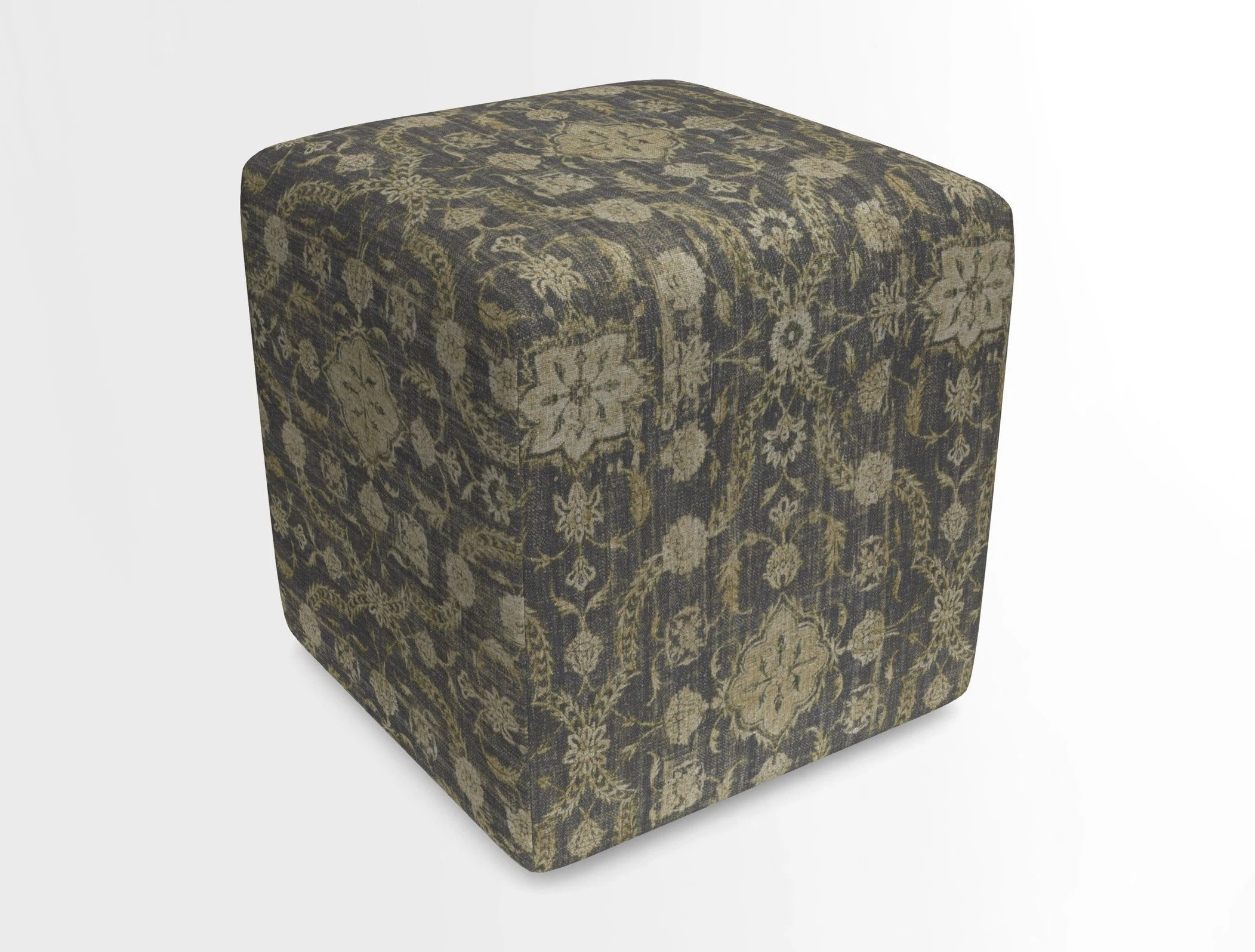 Cube Footstool in Peruvian homespun fabric