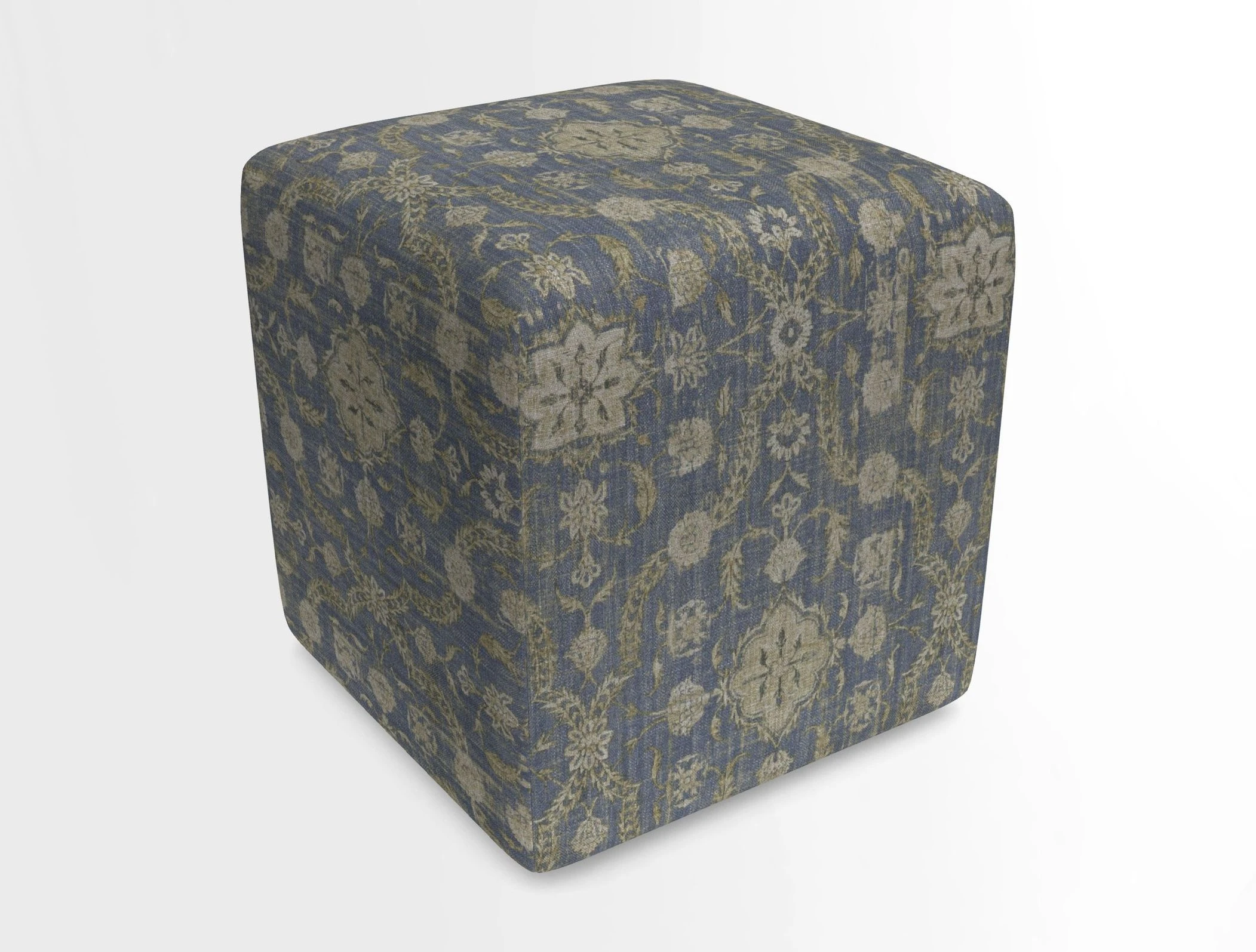 Cube Footstool in Peruvian homespun fabric
