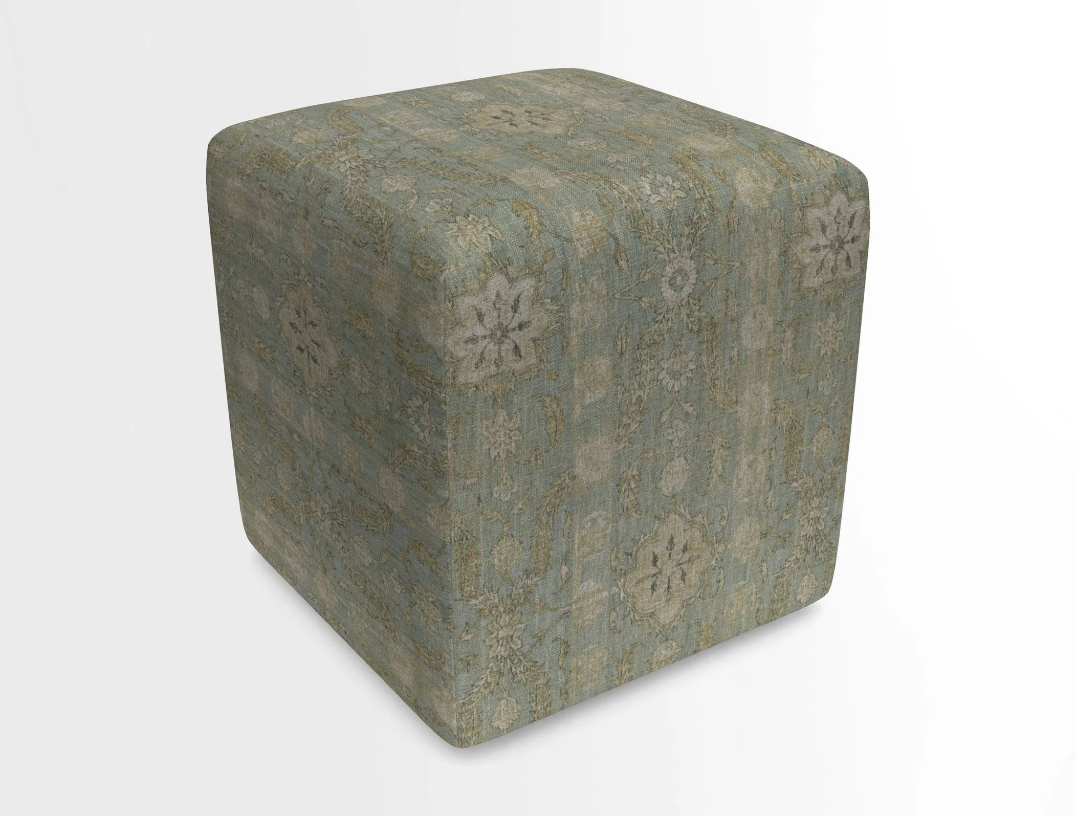 Cube Footstool in Peruvian homespun fabric
