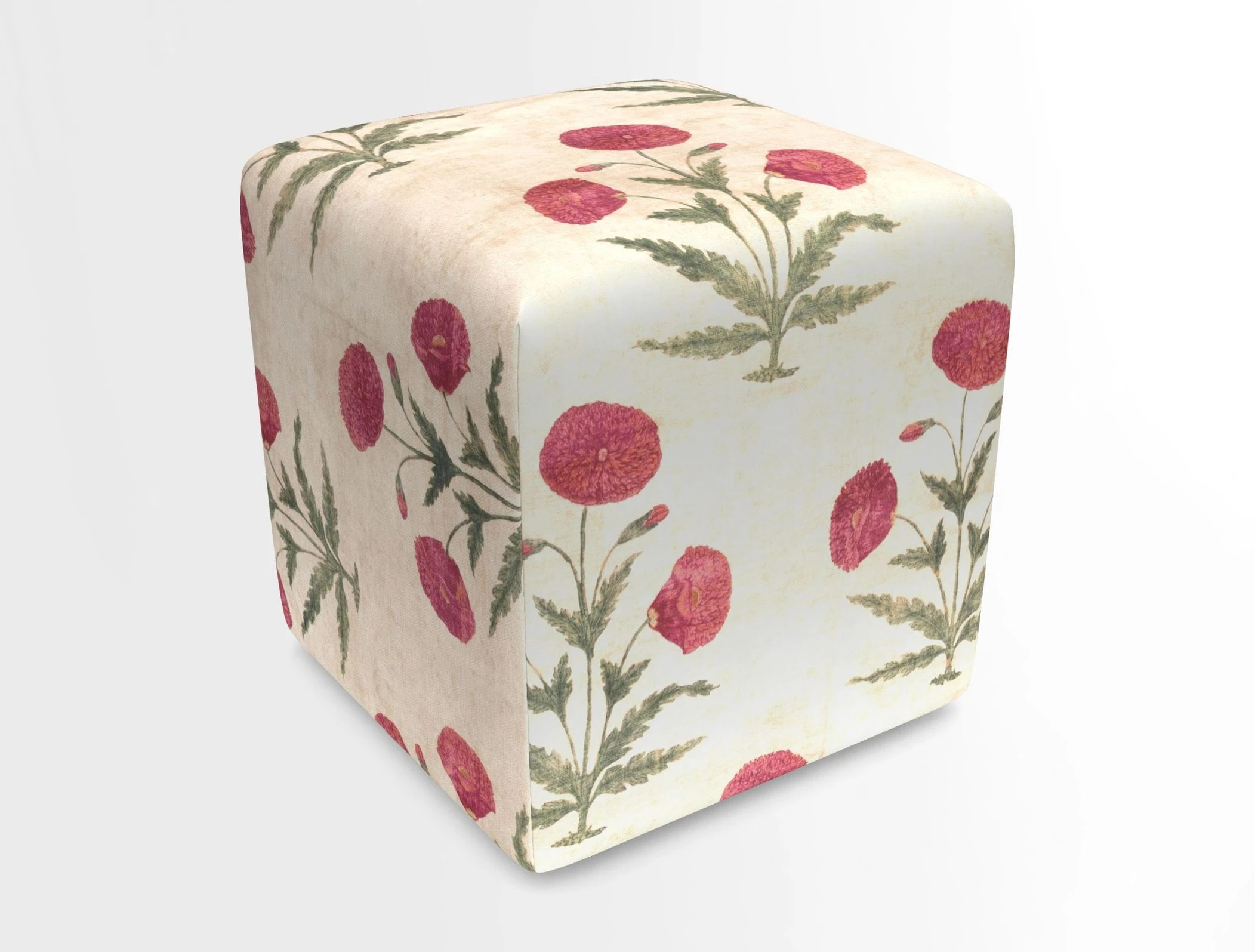 Cube Footstool in Peruvian homespun fabric