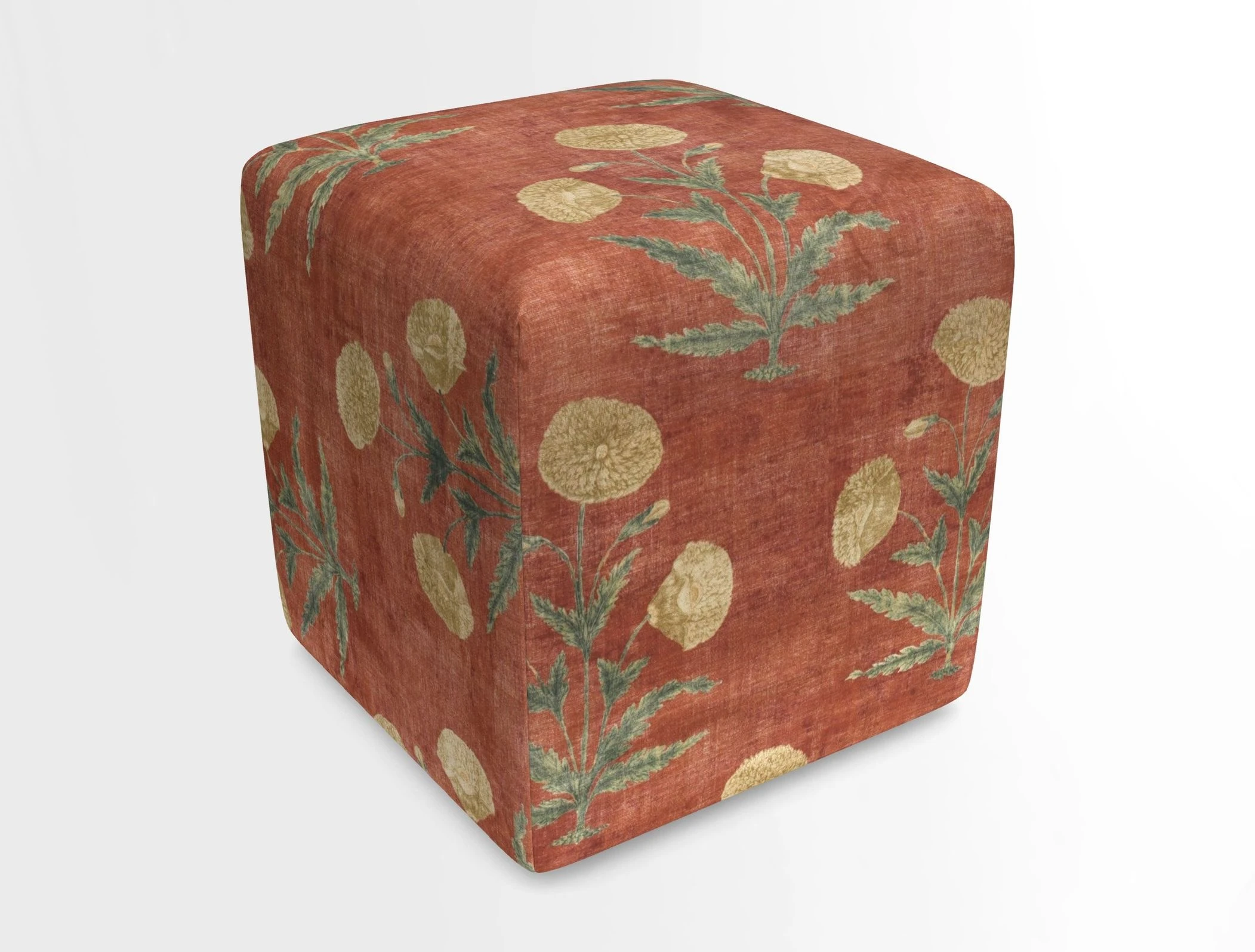 Cube Footstool in Peruvian homespun fabric