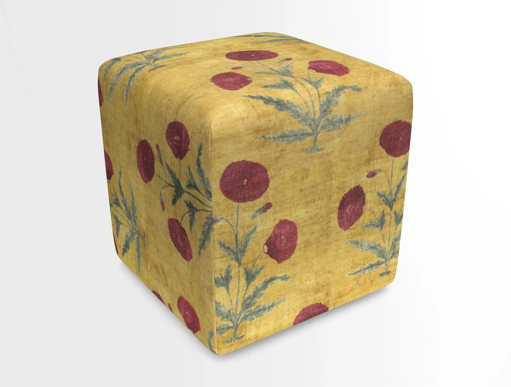 Cube Footstool in Peruvian homespun fabric