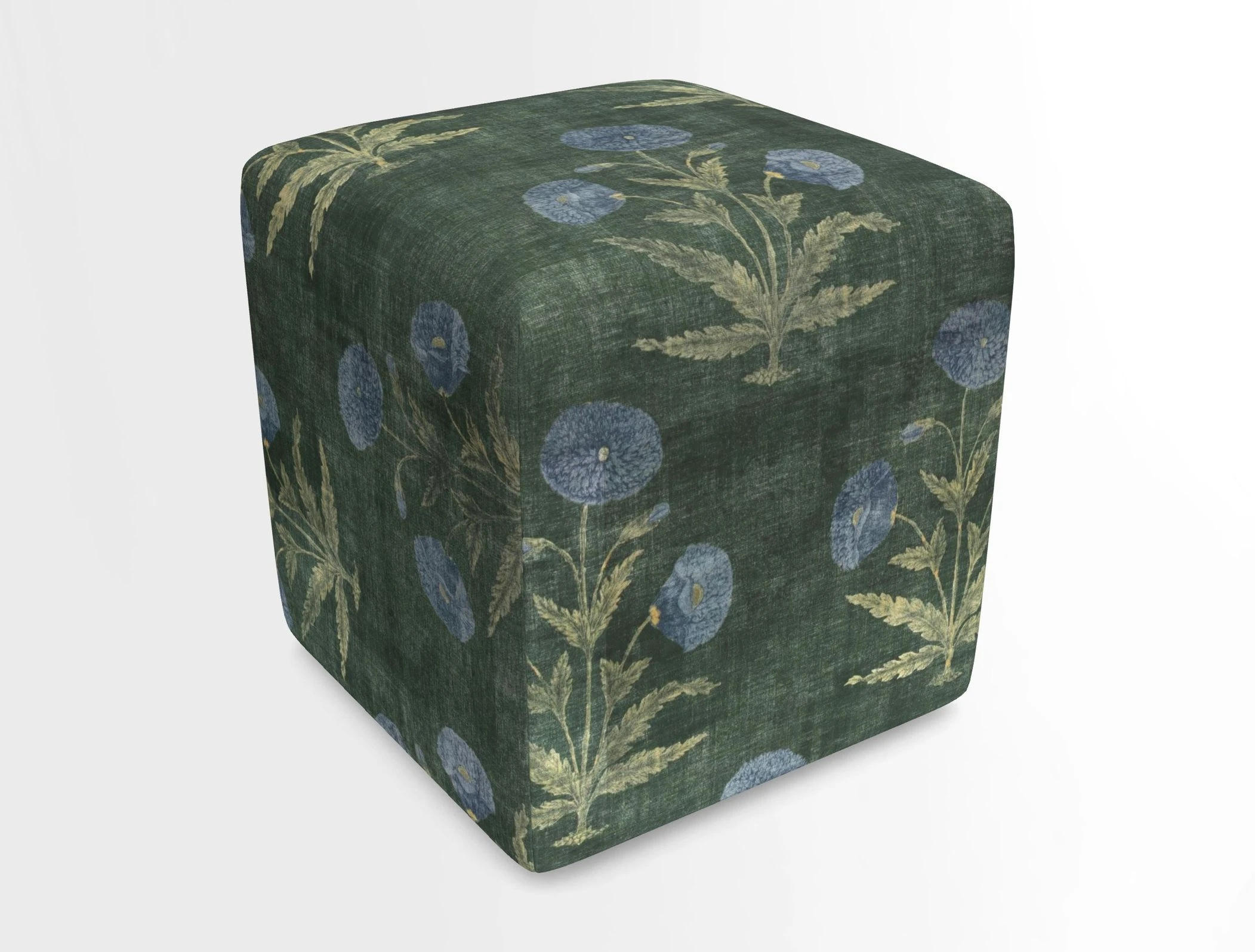Cube Footstool in Peruvian homespun fabric