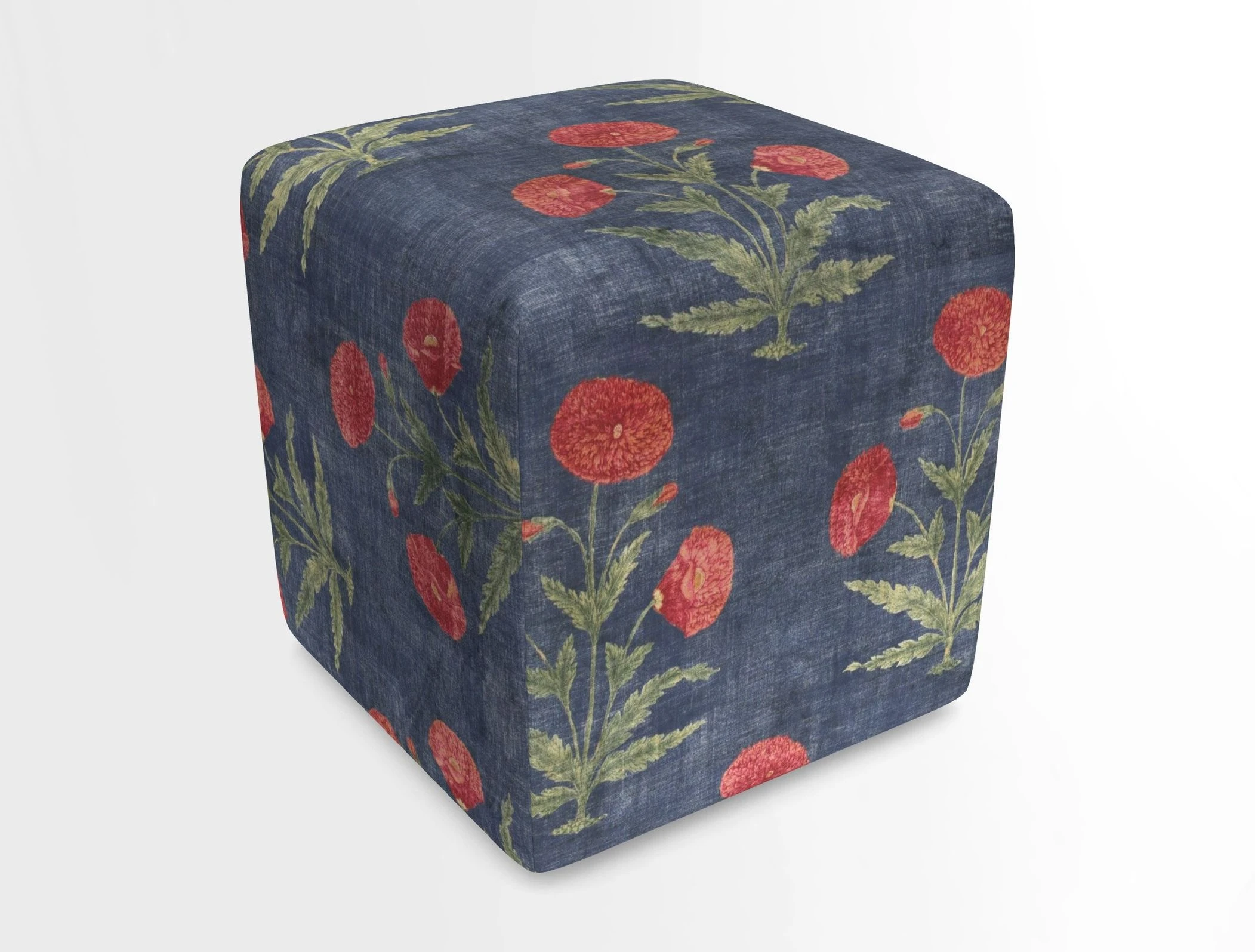 Cube Footstool in Peruvian homespun fabric