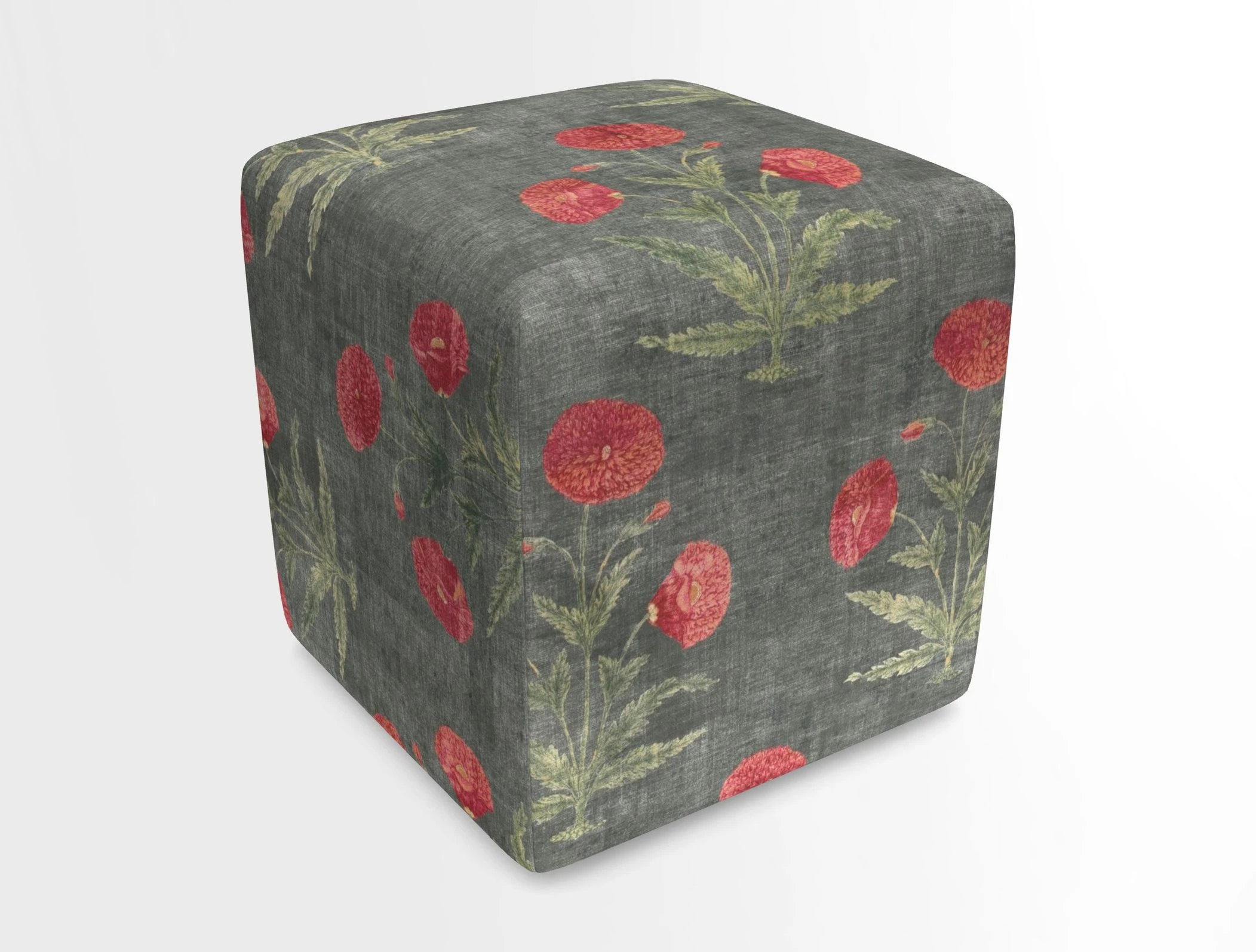 Cube Footstool in Peruvian homespun fabric